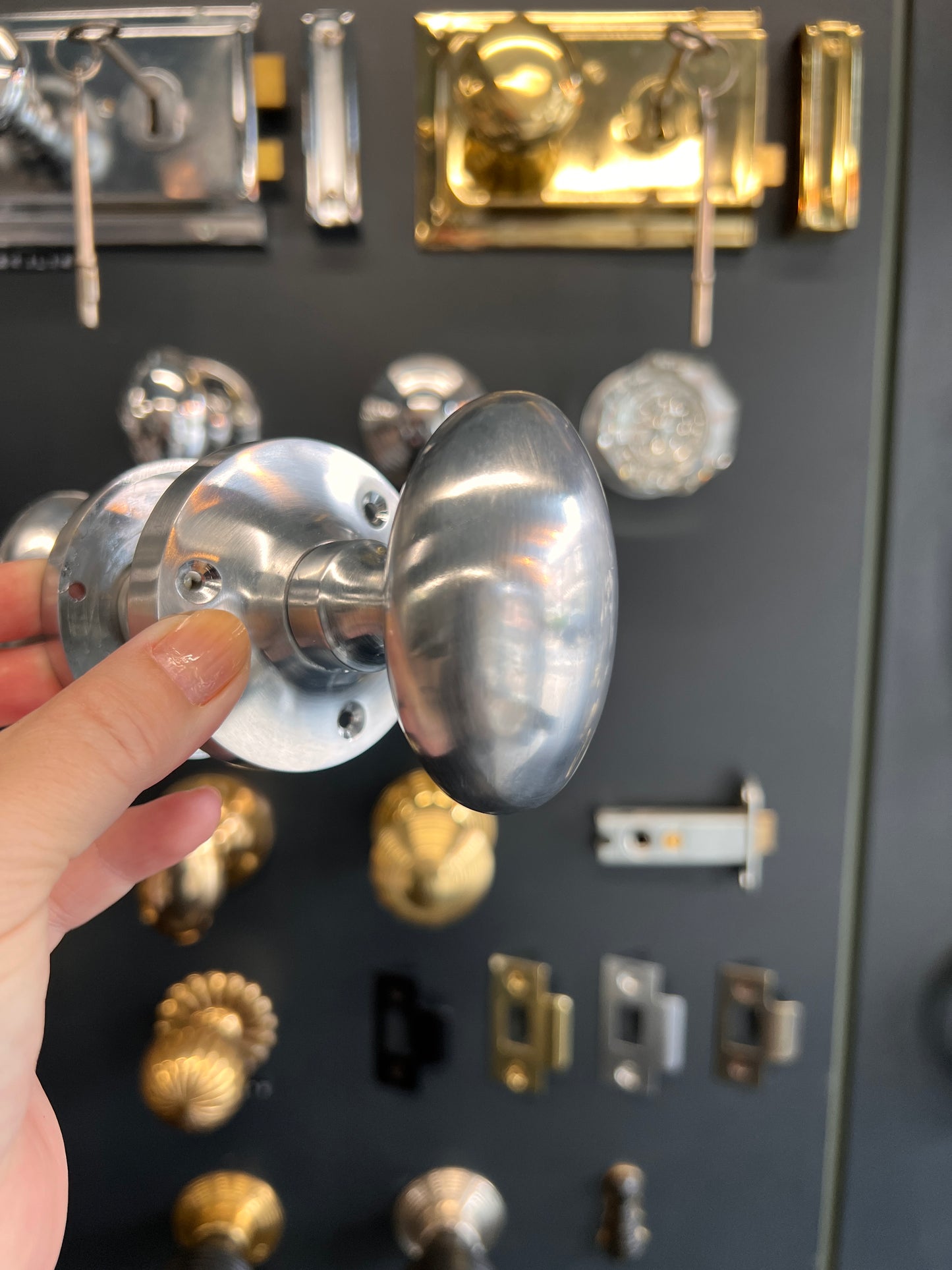 Satin Chrome Oval Mortice Knobs