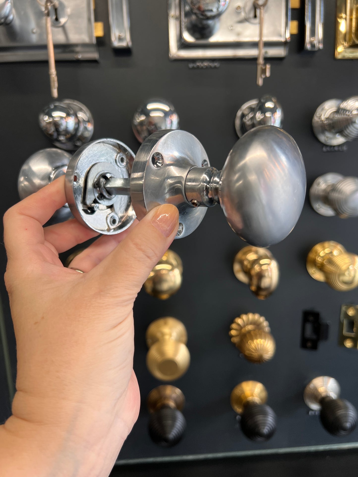 Satin Chrome Mushroom Mortice Knobs