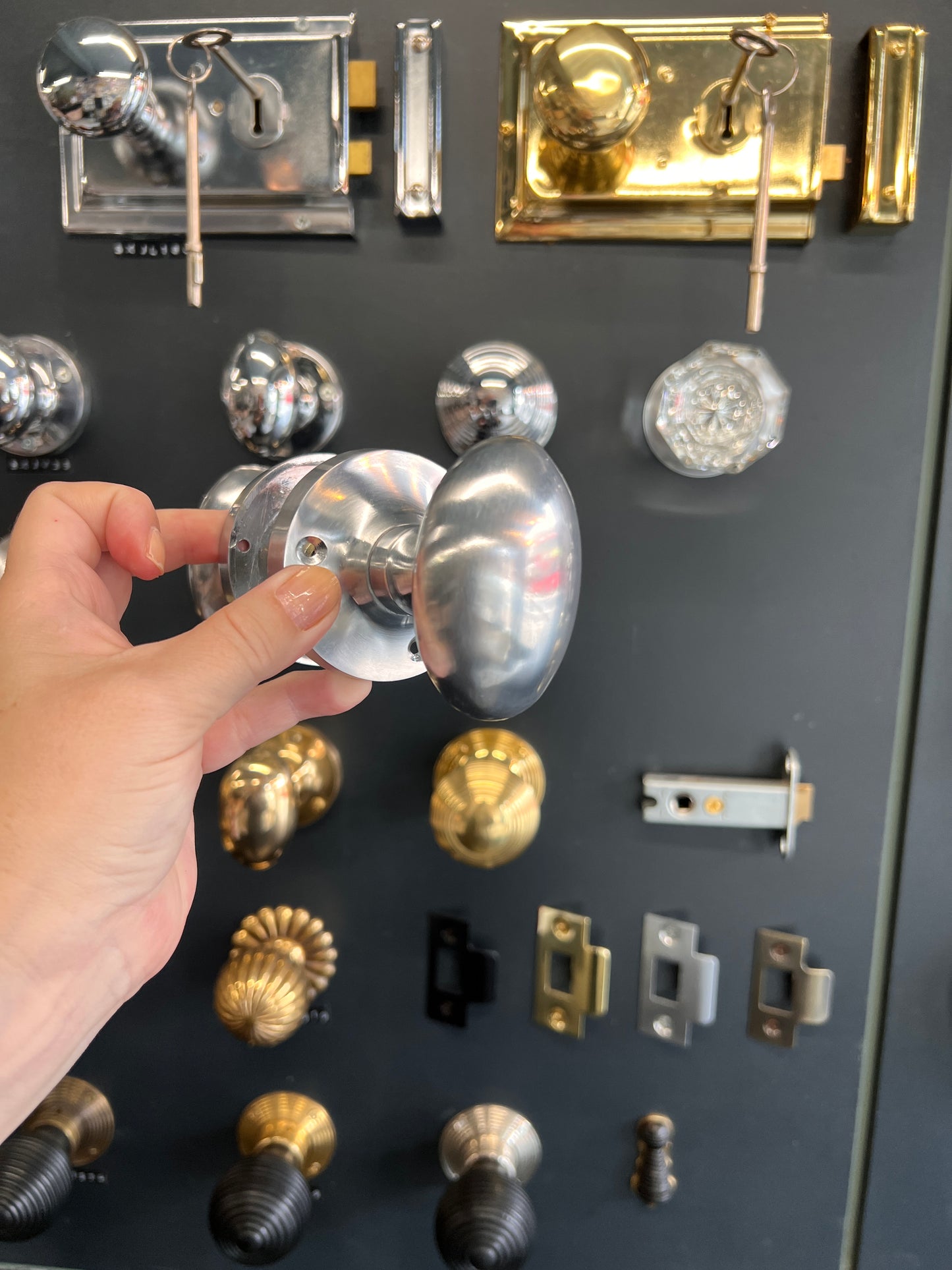 Satin Chrome Oval Mortice Knobs