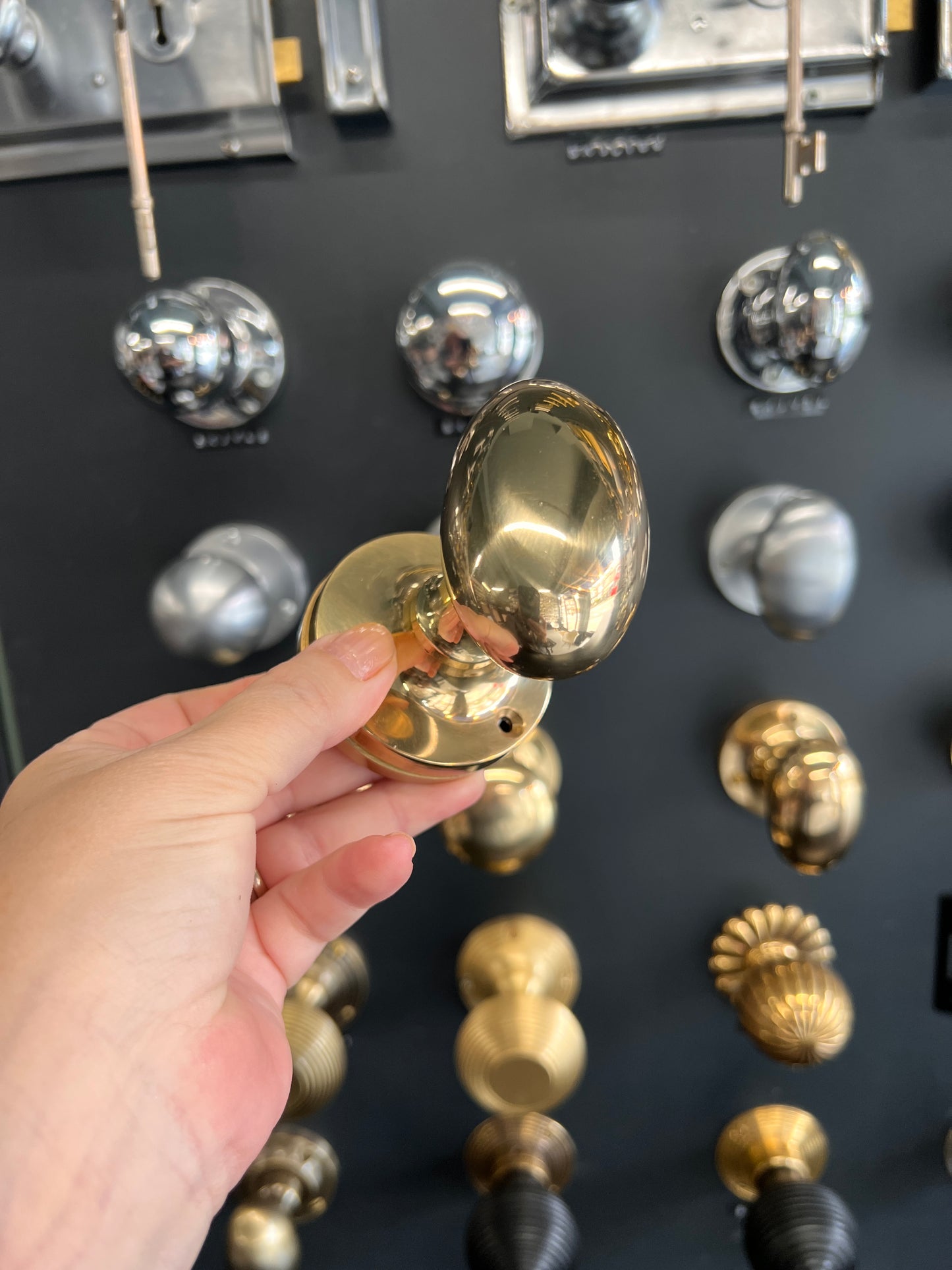 Polished Brass Oval Mortice Knobs