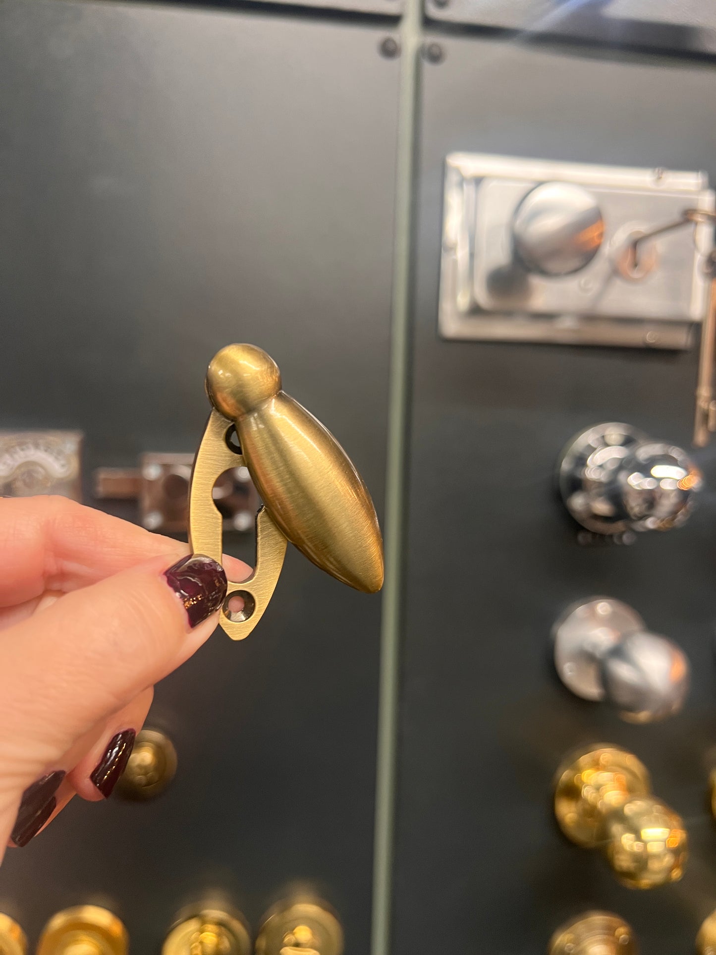 Antique brass tear drop escutcheon