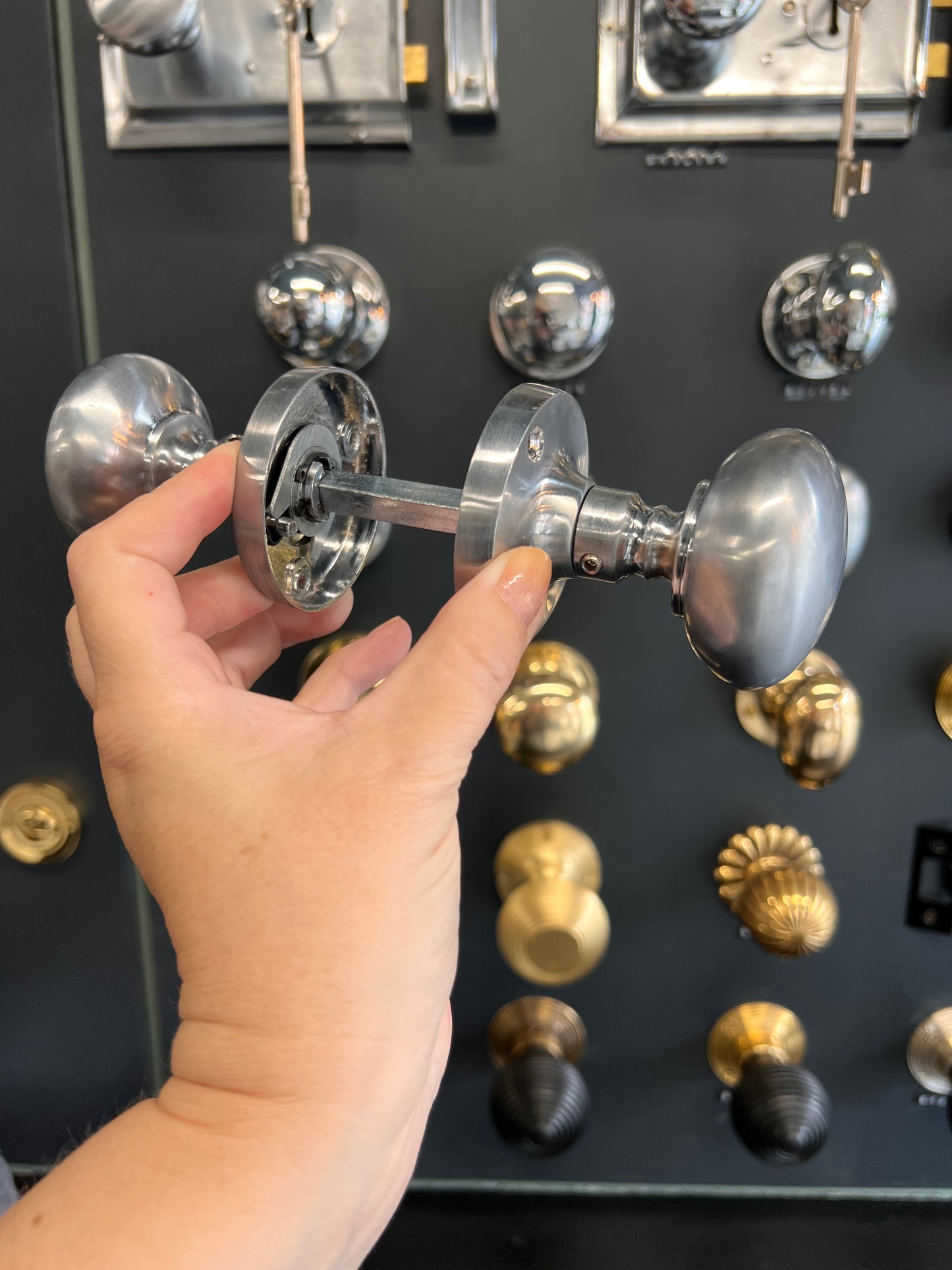 Satin Chrome Mushroom Mortice Knobs