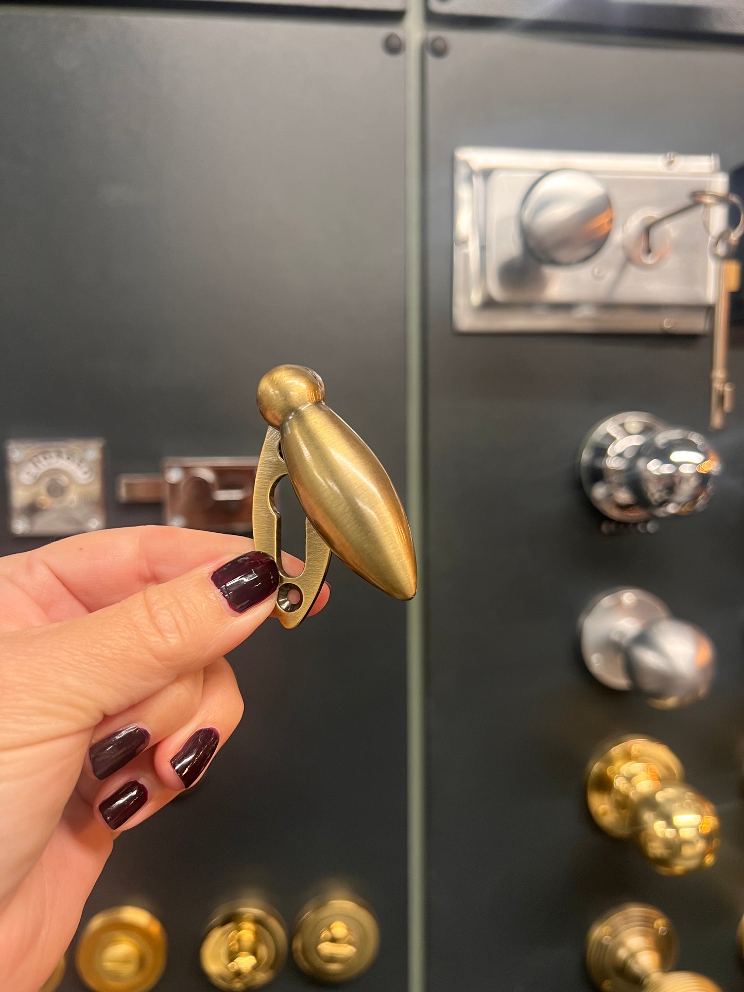 Antique brass tear drop escutcheon