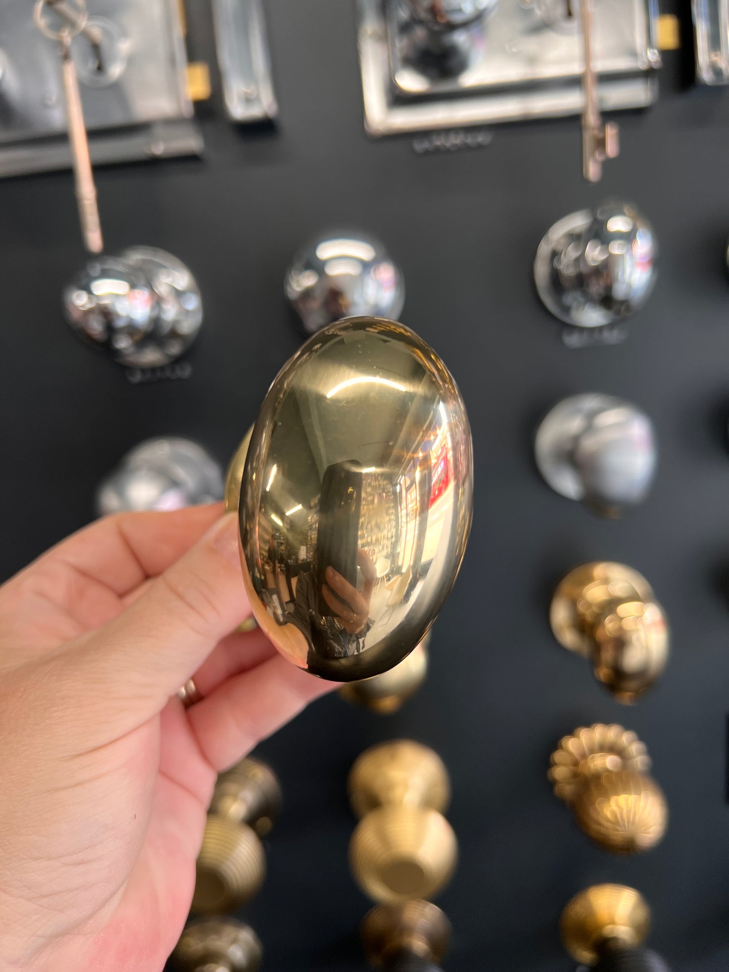 Polished Brass Oval Mortice Knobs