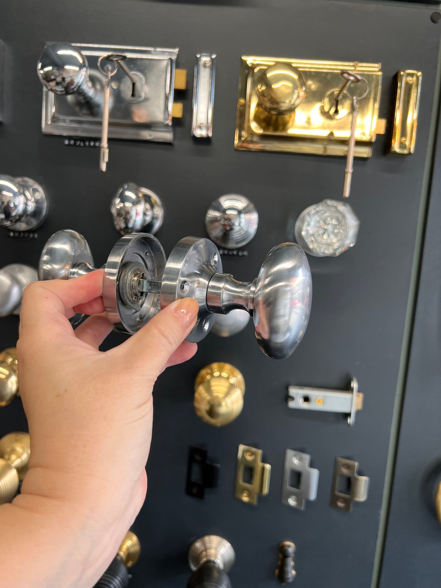 Satin Chrome Oval Mortice Knobs