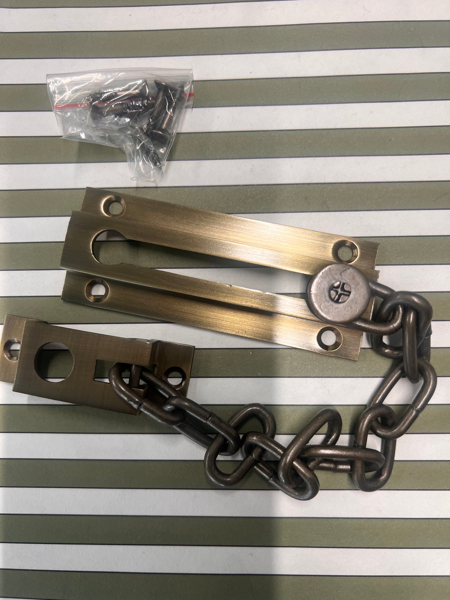 Antique brass door chain