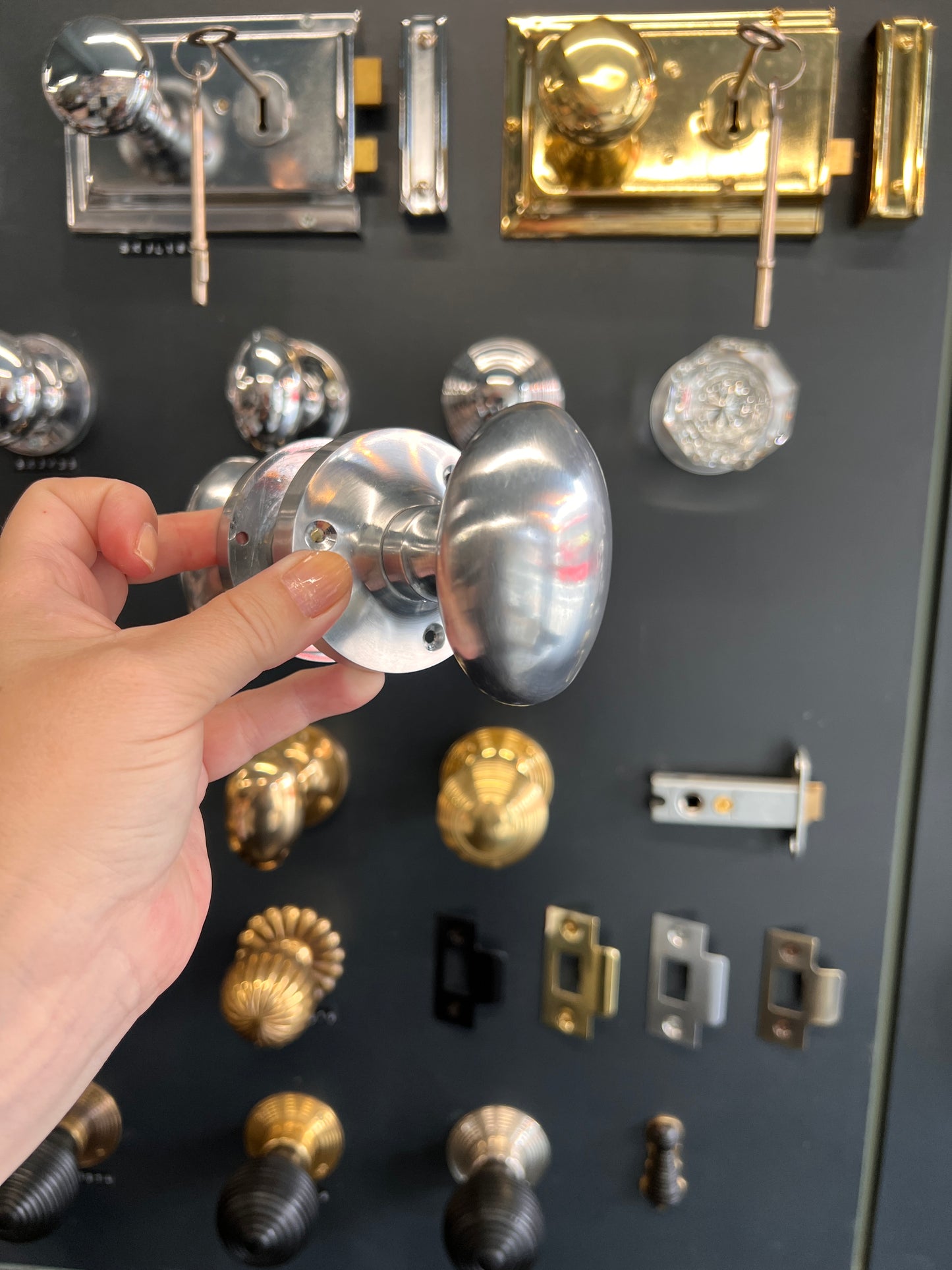 Satin Chrome Oval Mortice Knobs