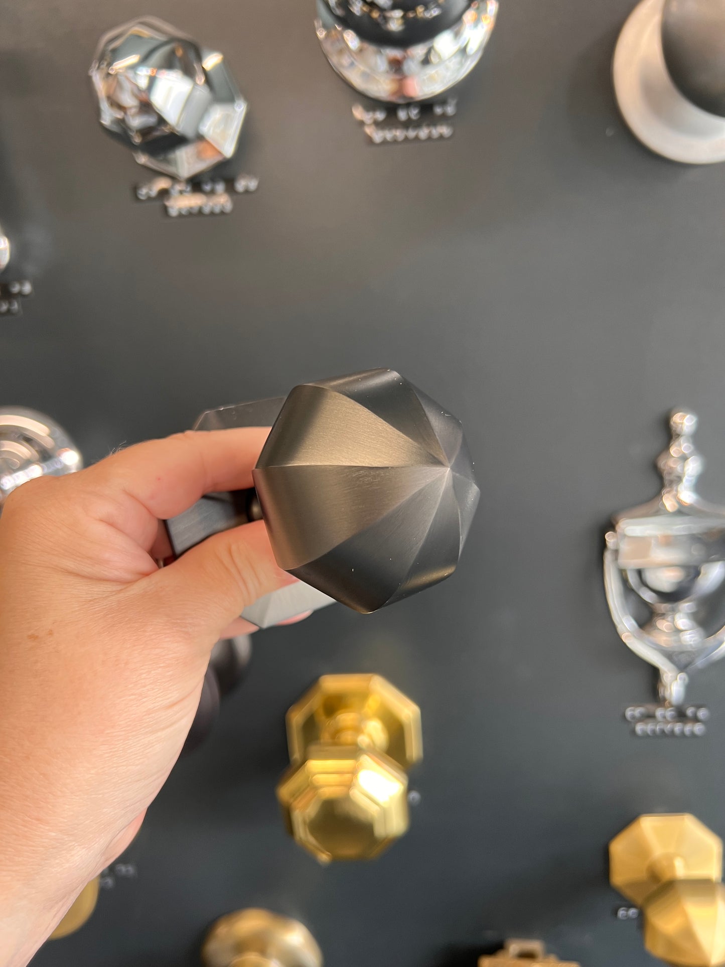 Matt bronze faceted centre door knob