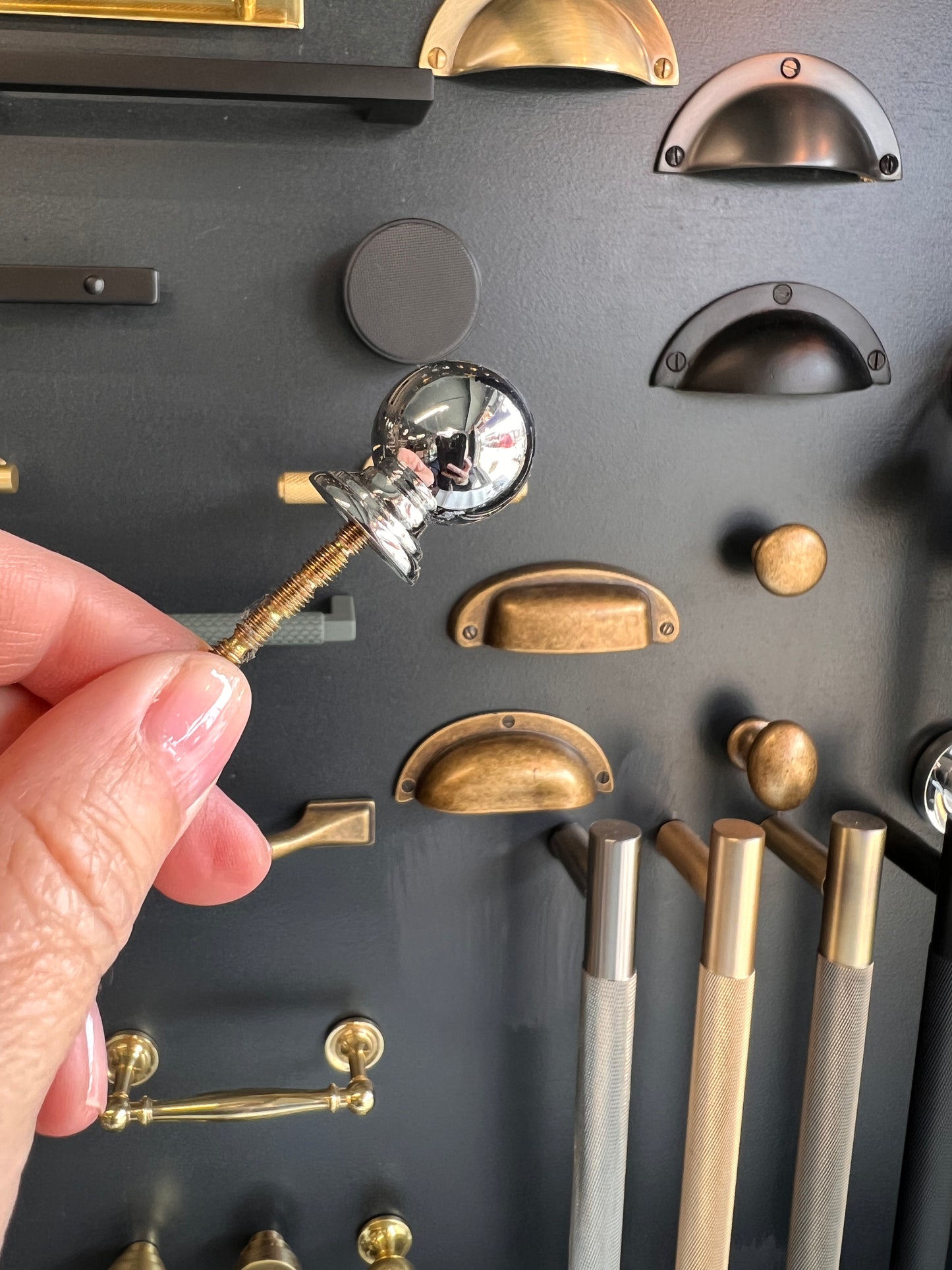 Small polished chrome ball knob