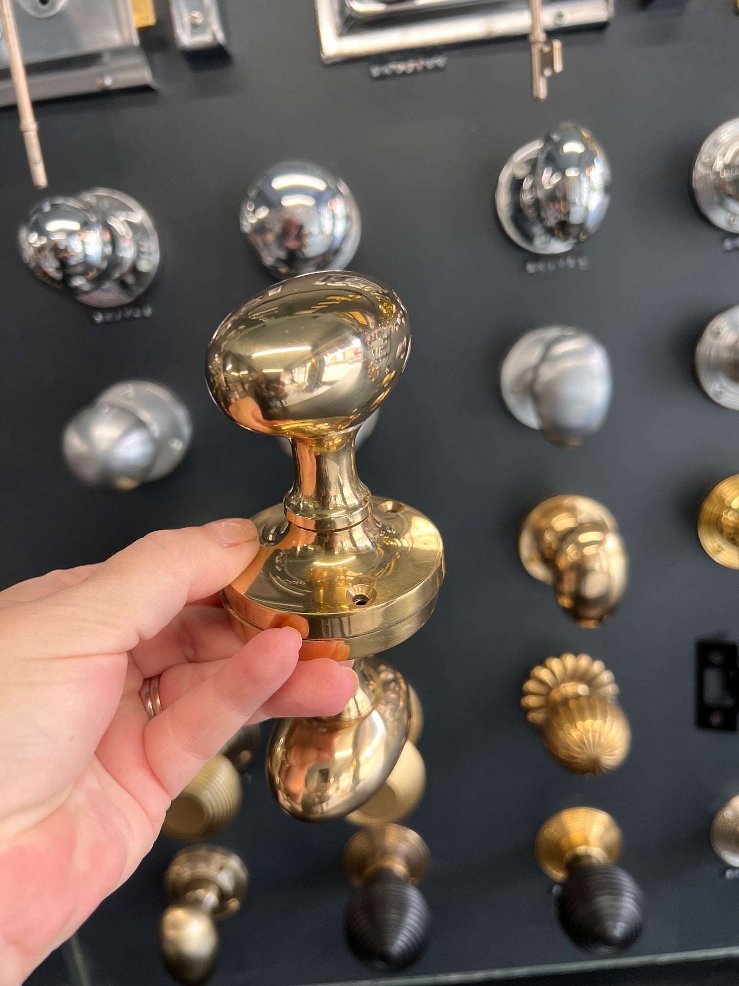 Polished Brass Oval Mortice Knobs