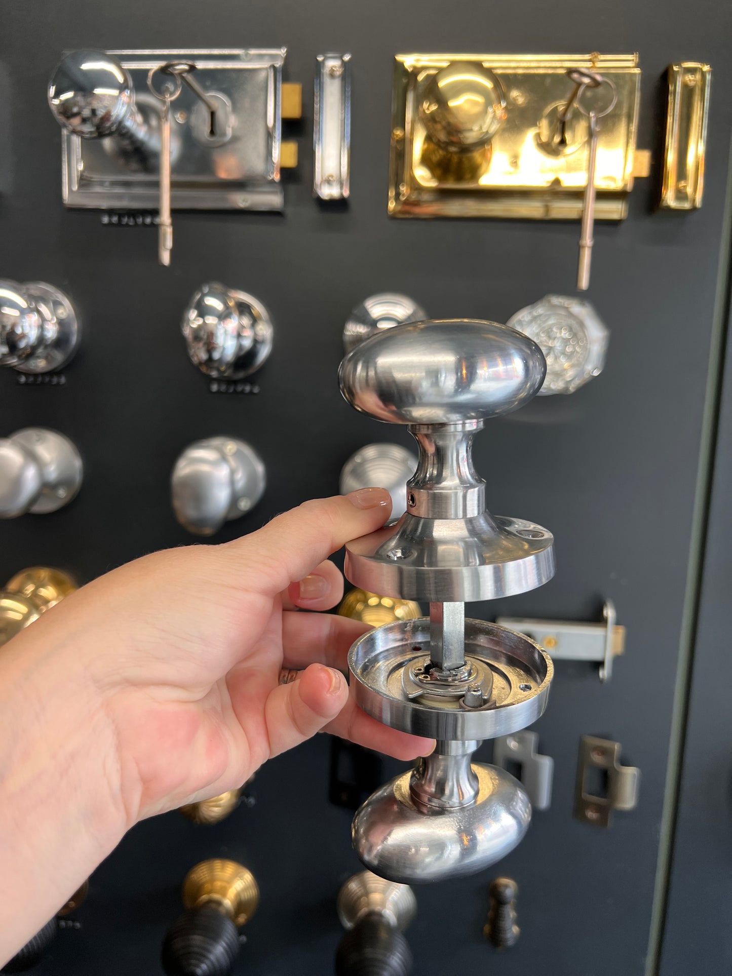 Satin Chrome Oval Mortice Knobs