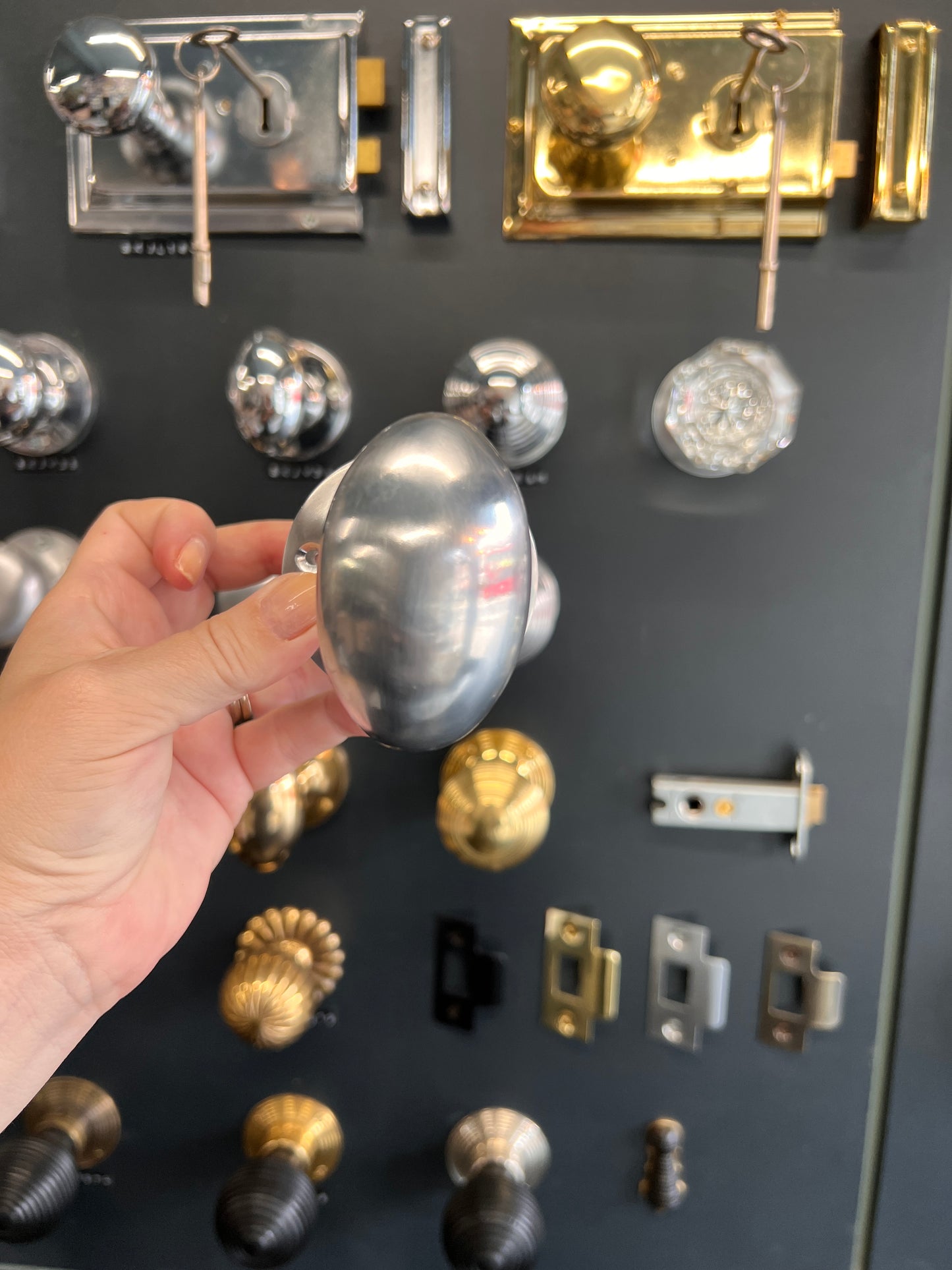 Satin Chrome Oval Mortice Knobs