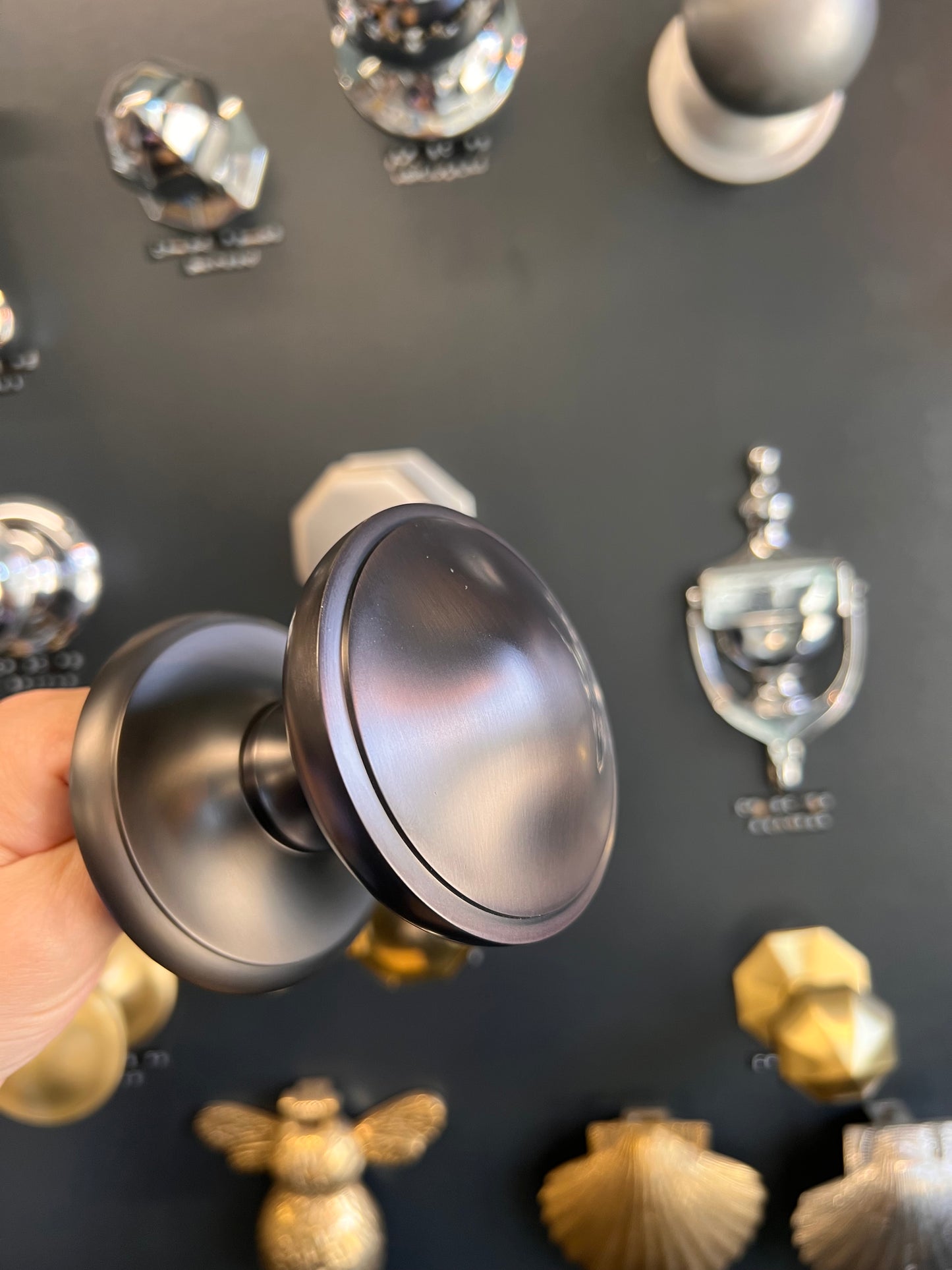 Matt bronze centre door knob