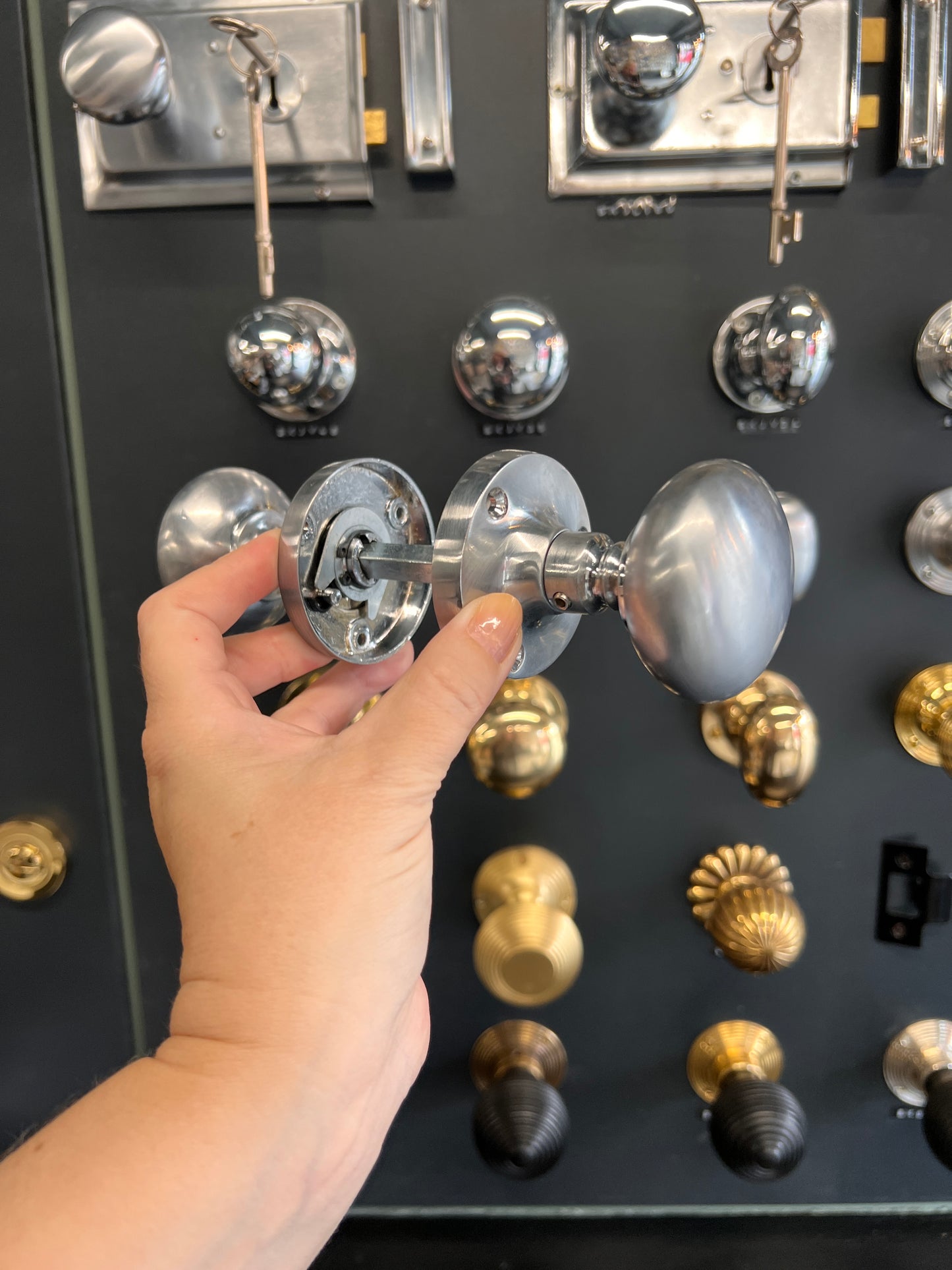 Satin Chrome Mushroom Mortice Knobs