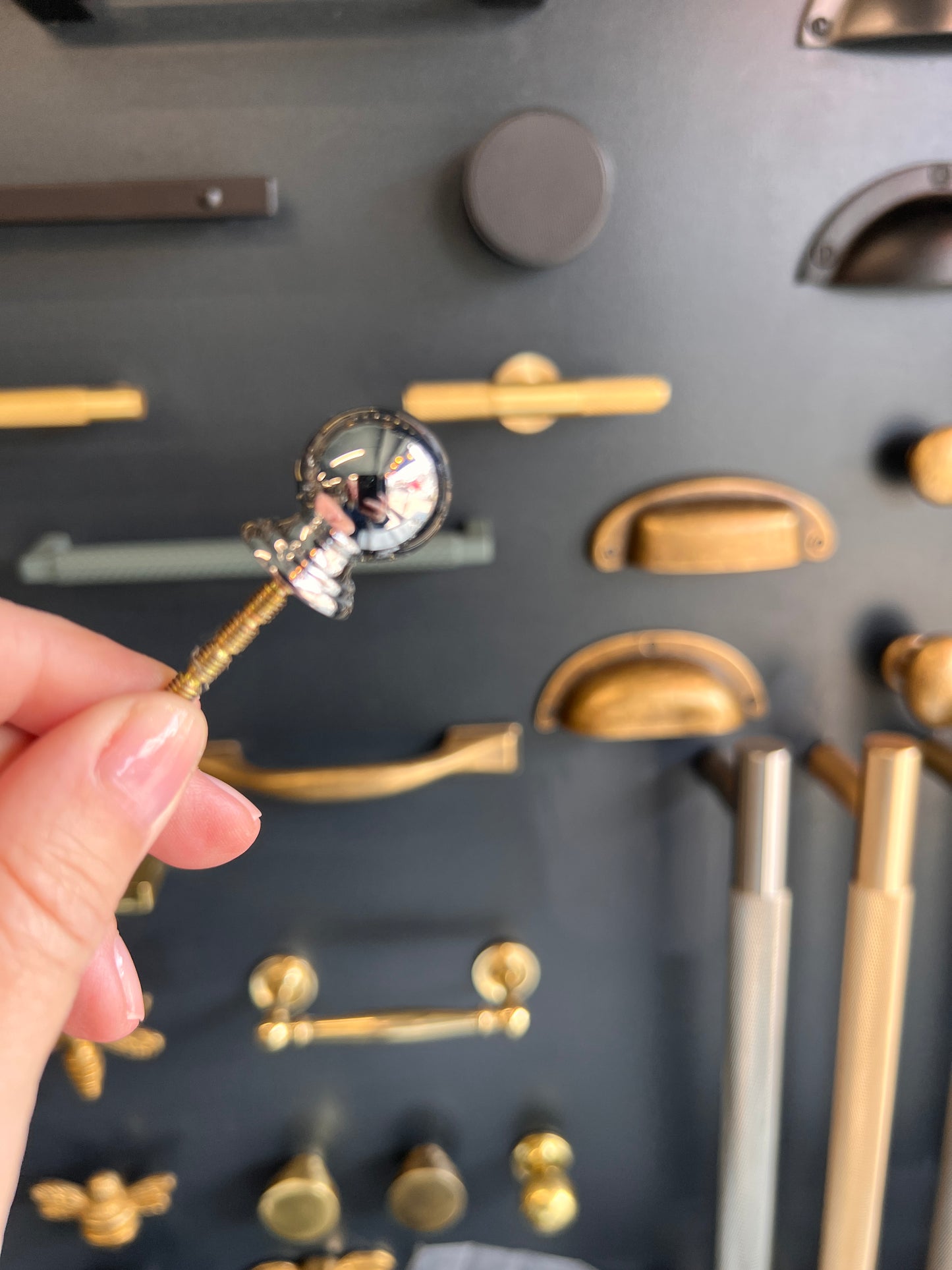 Small polished chrome ball knob