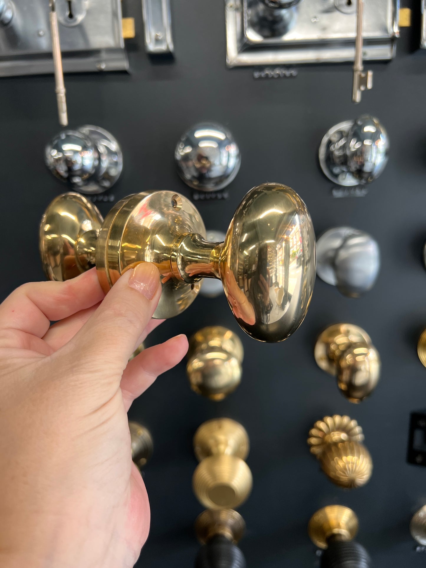 Polished Brass Oval Mortice Knobs