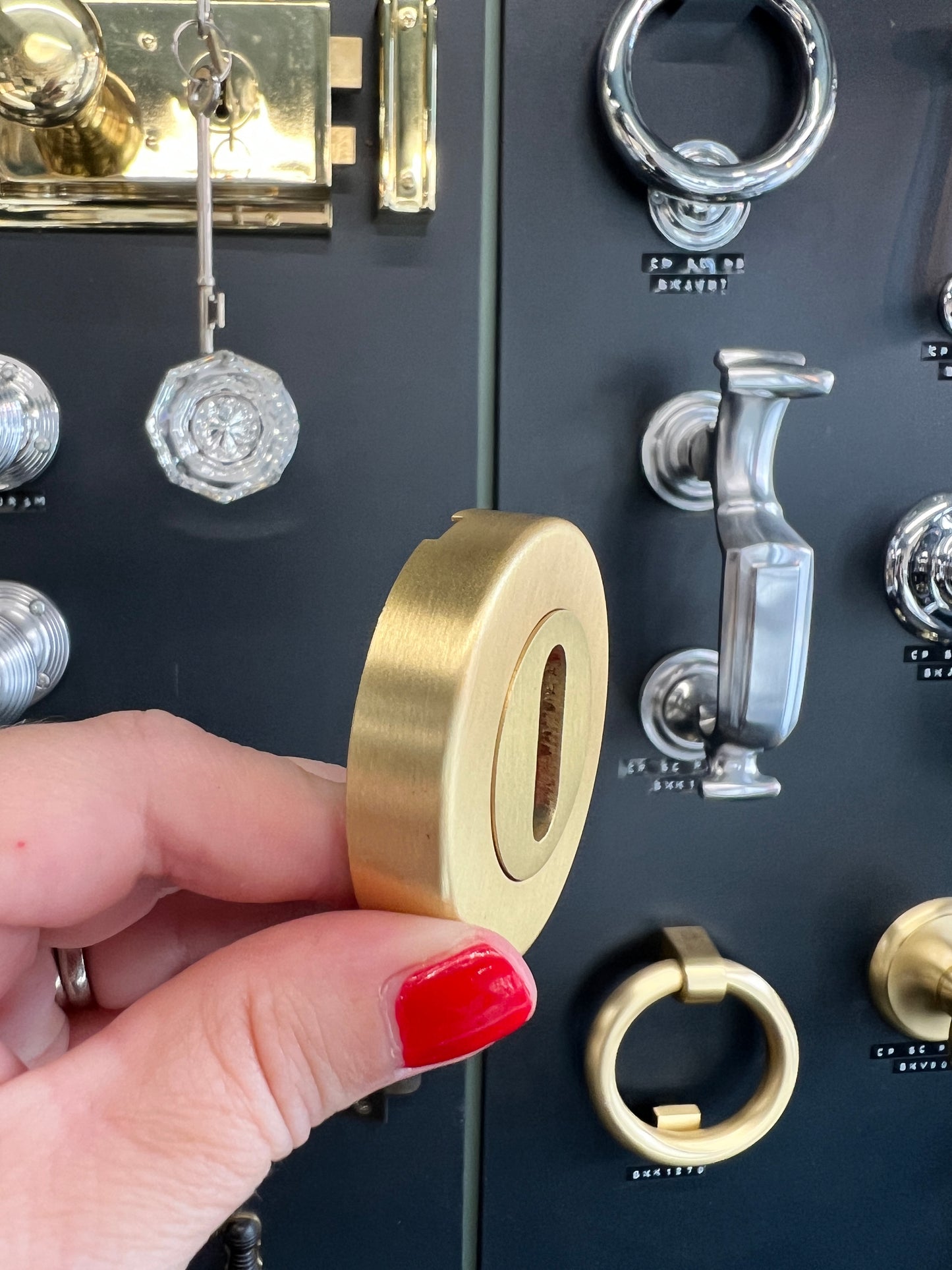 Satin brass round rose escutcheon