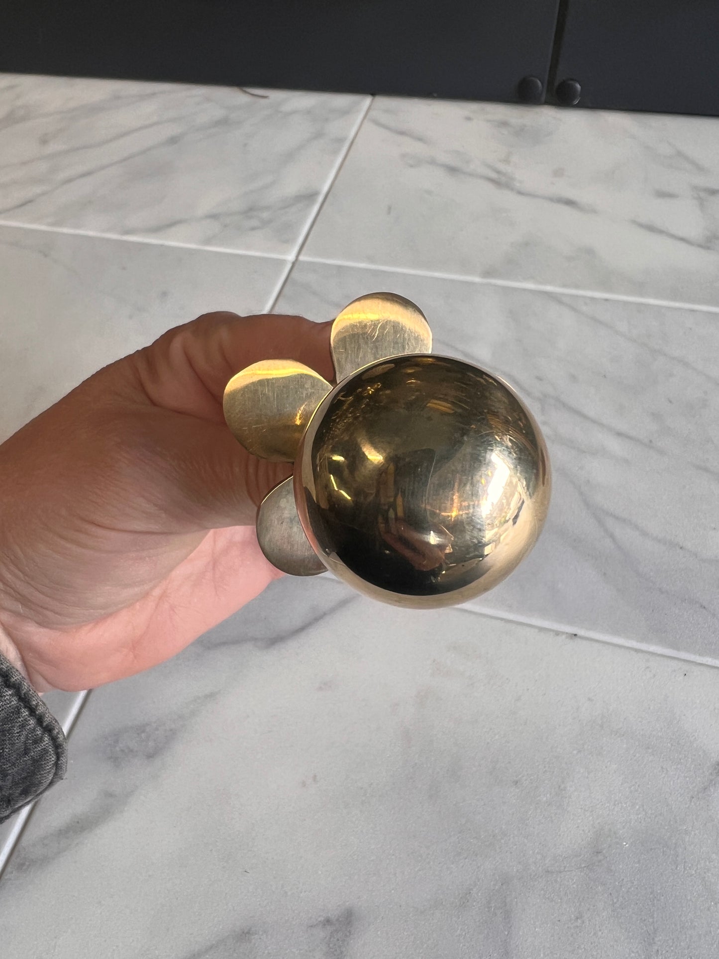 Solid brass flower cabinet knob