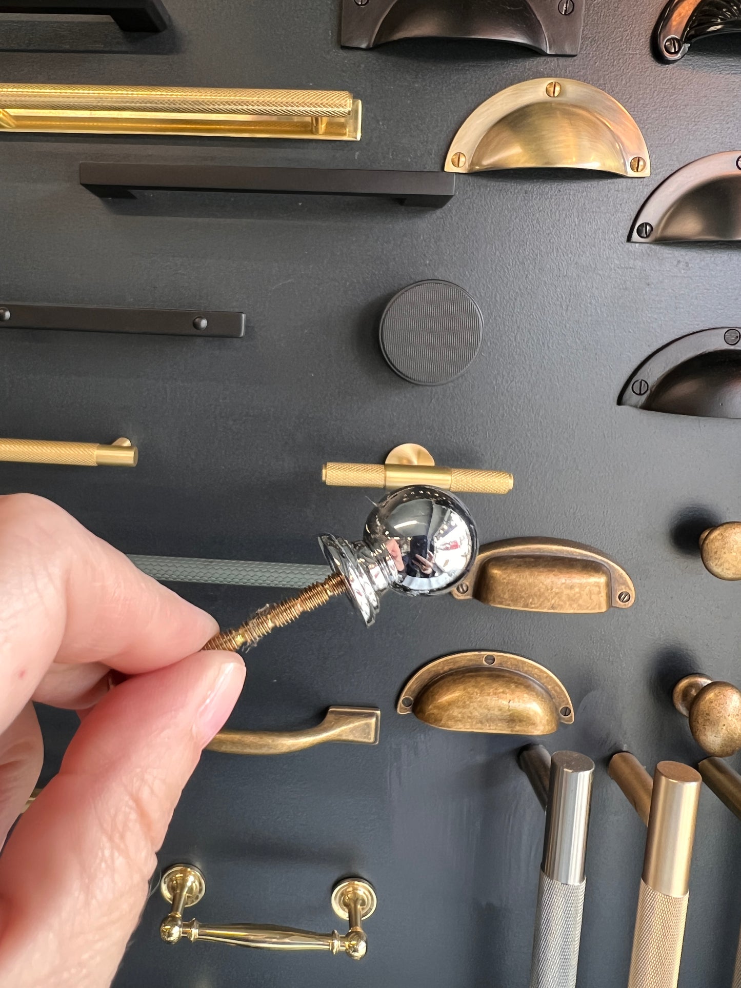 Small polished chrome ball knob