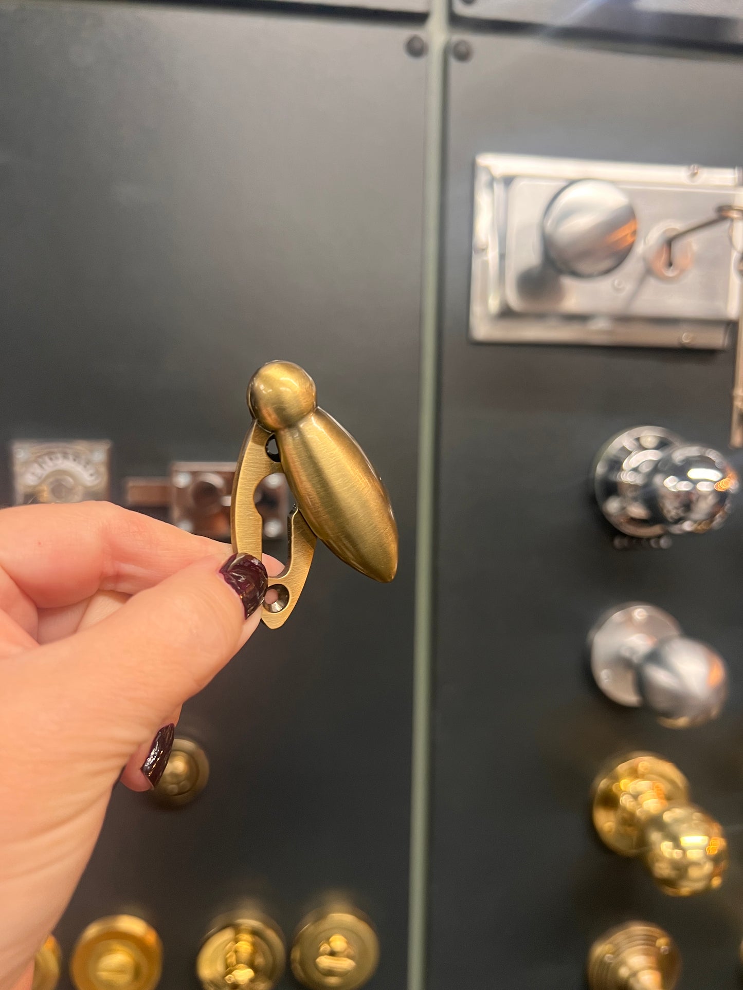 Antique brass tear drop escutcheon