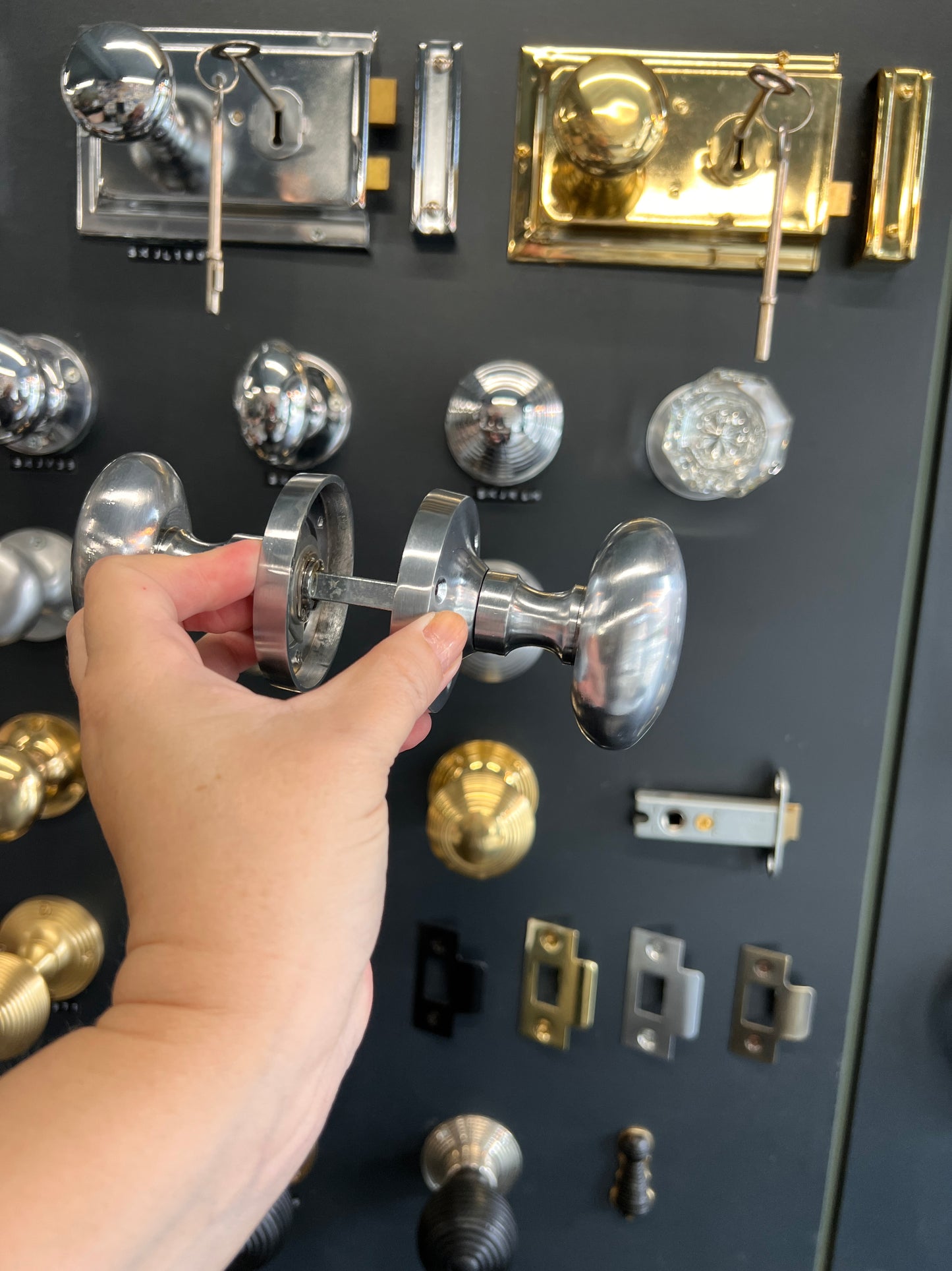 Satin Chrome Oval Mortice Knobs