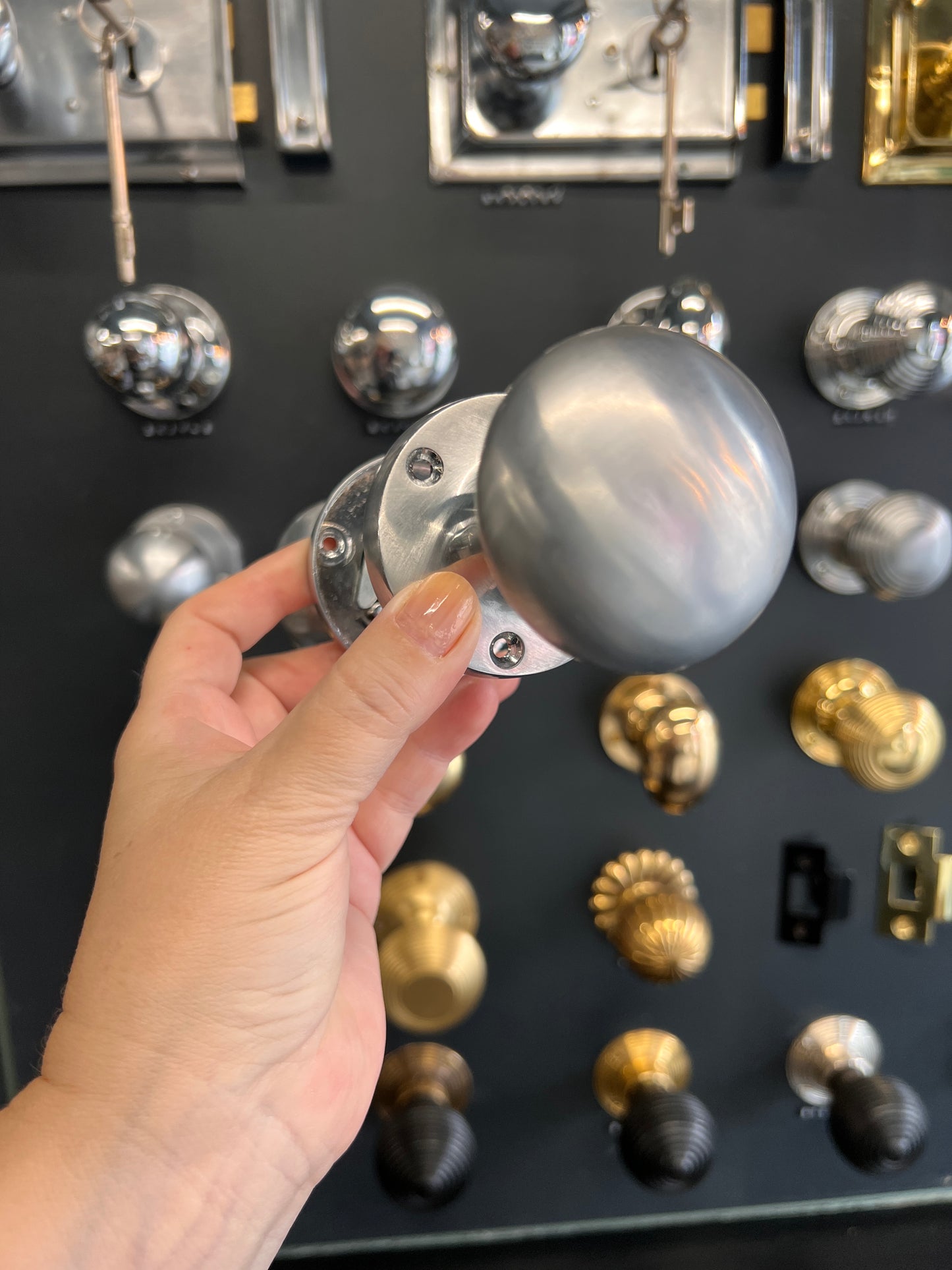Satin Chrome Mushroom Mortice Knobs