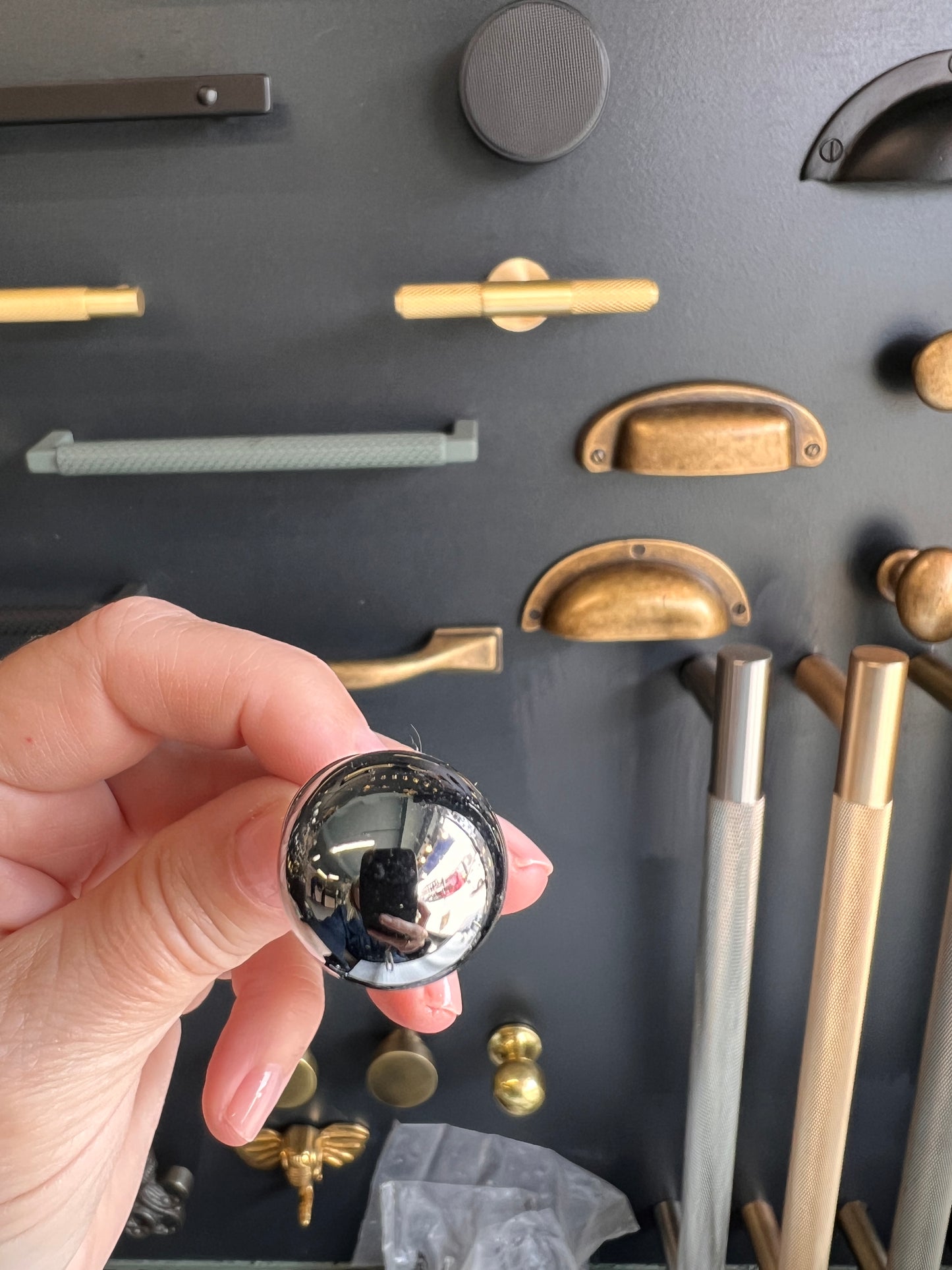 Small polished chrome ball knob