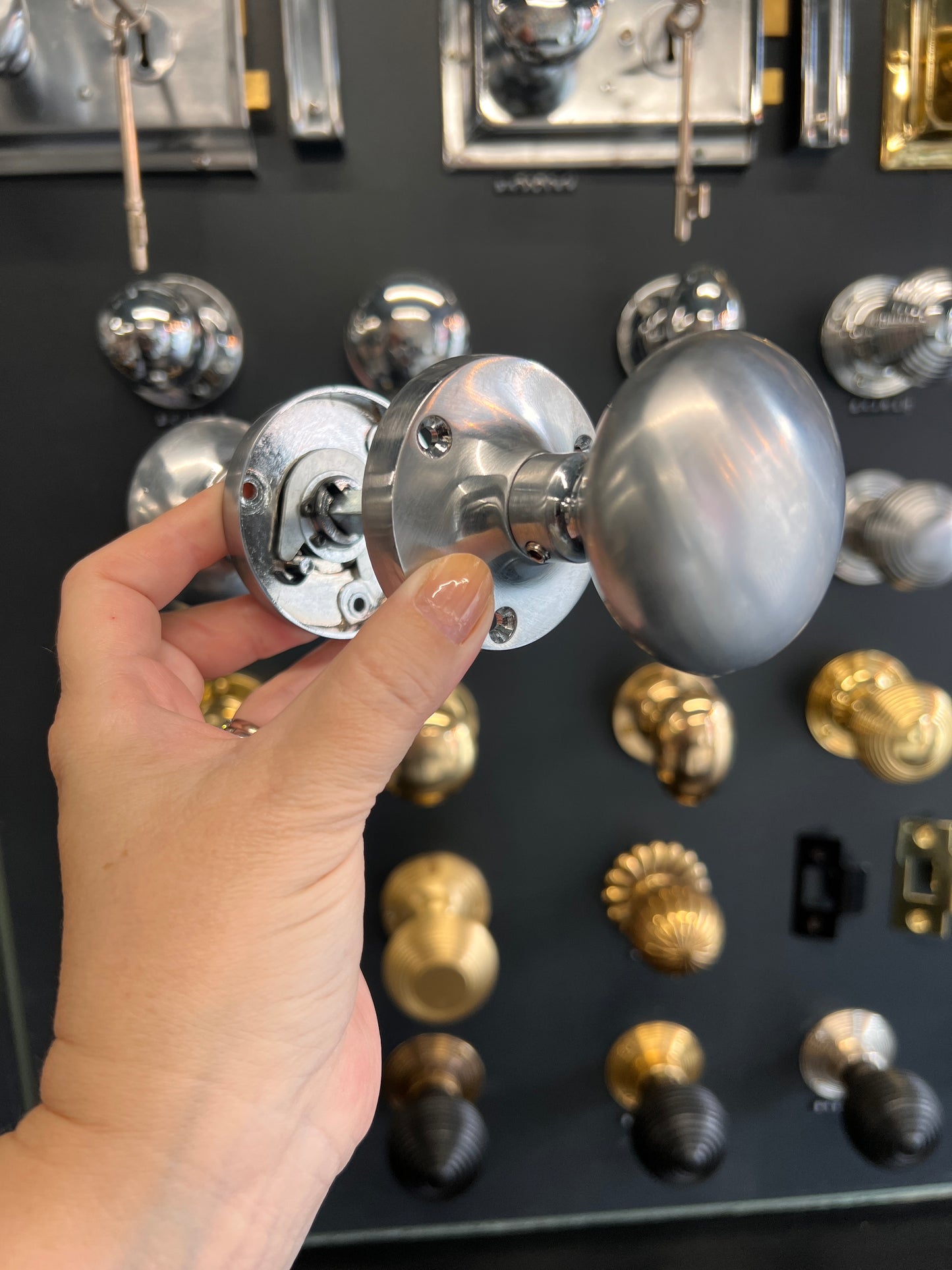 Satin Chrome Mushroom Mortice Knobs