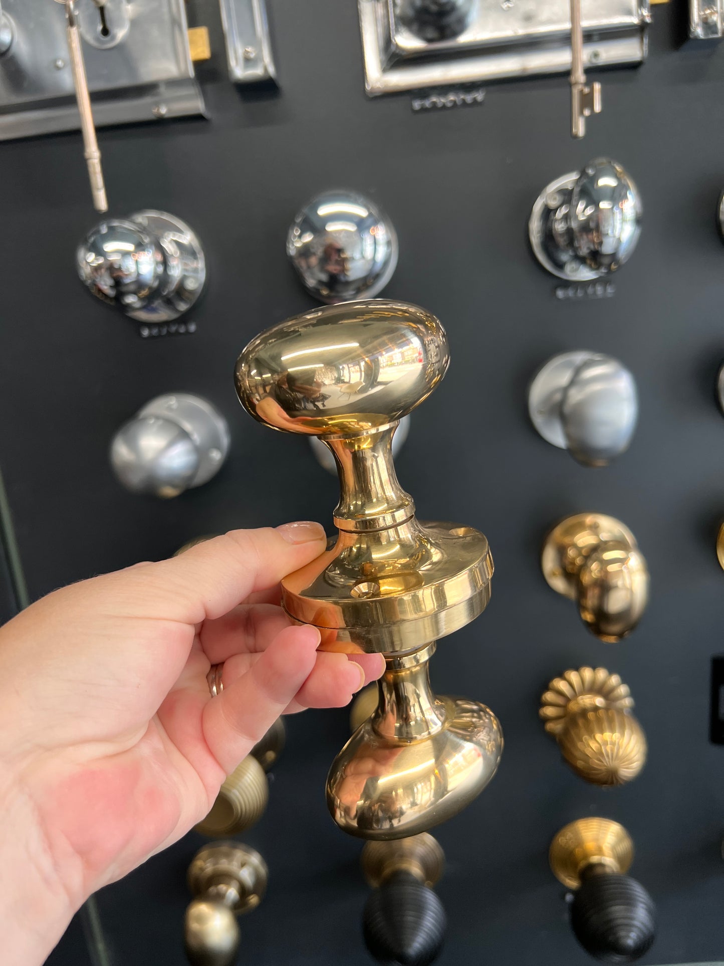 Polished Brass Oval Mortice Knobs