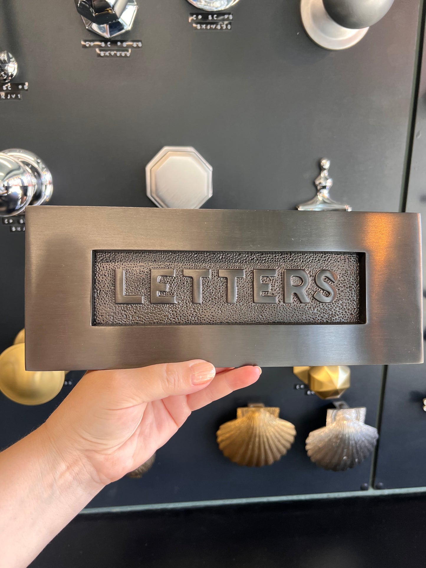 ‘Letters’ letter plate in matt bronze