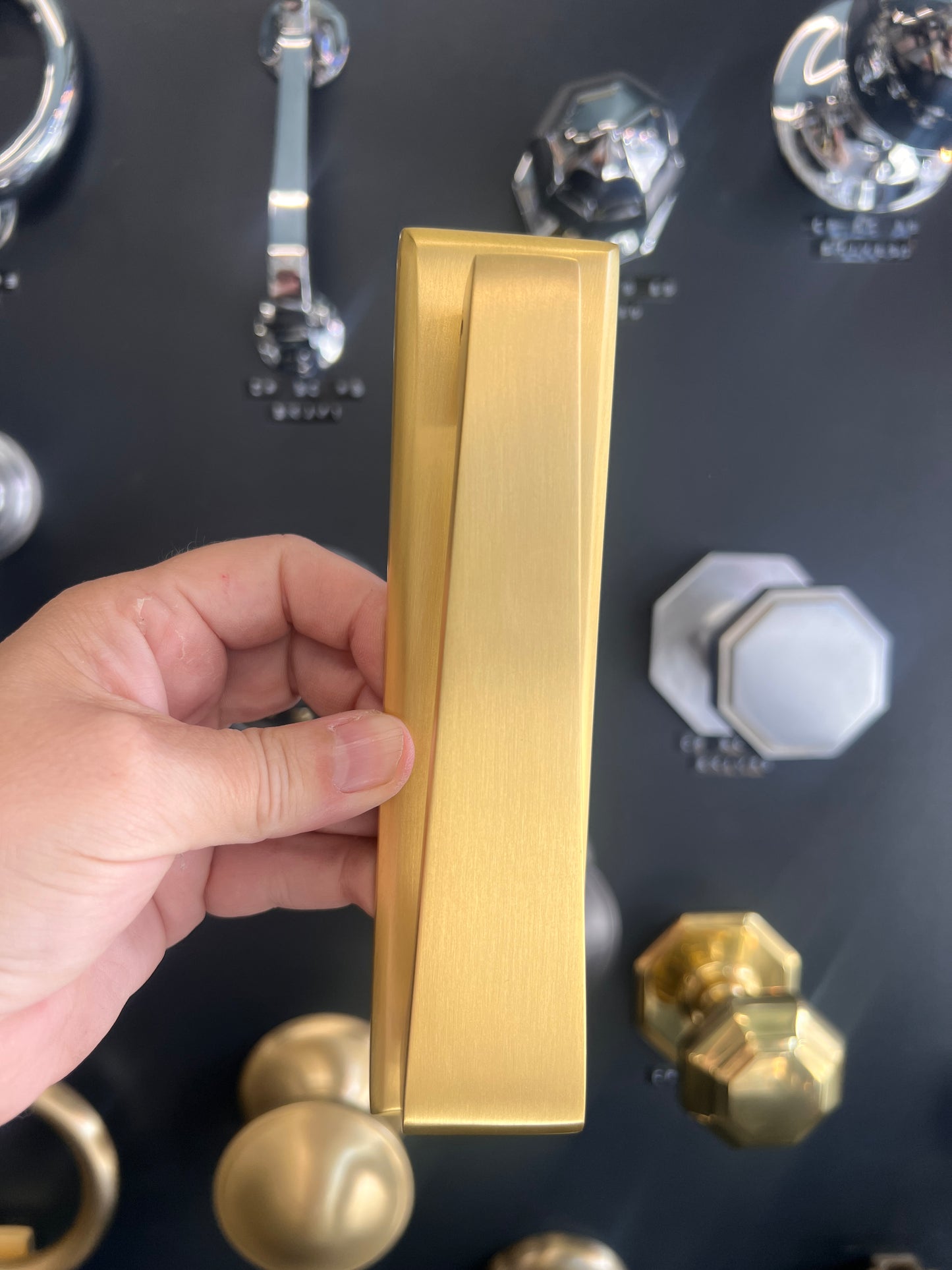 Slimline satin brass door knocker