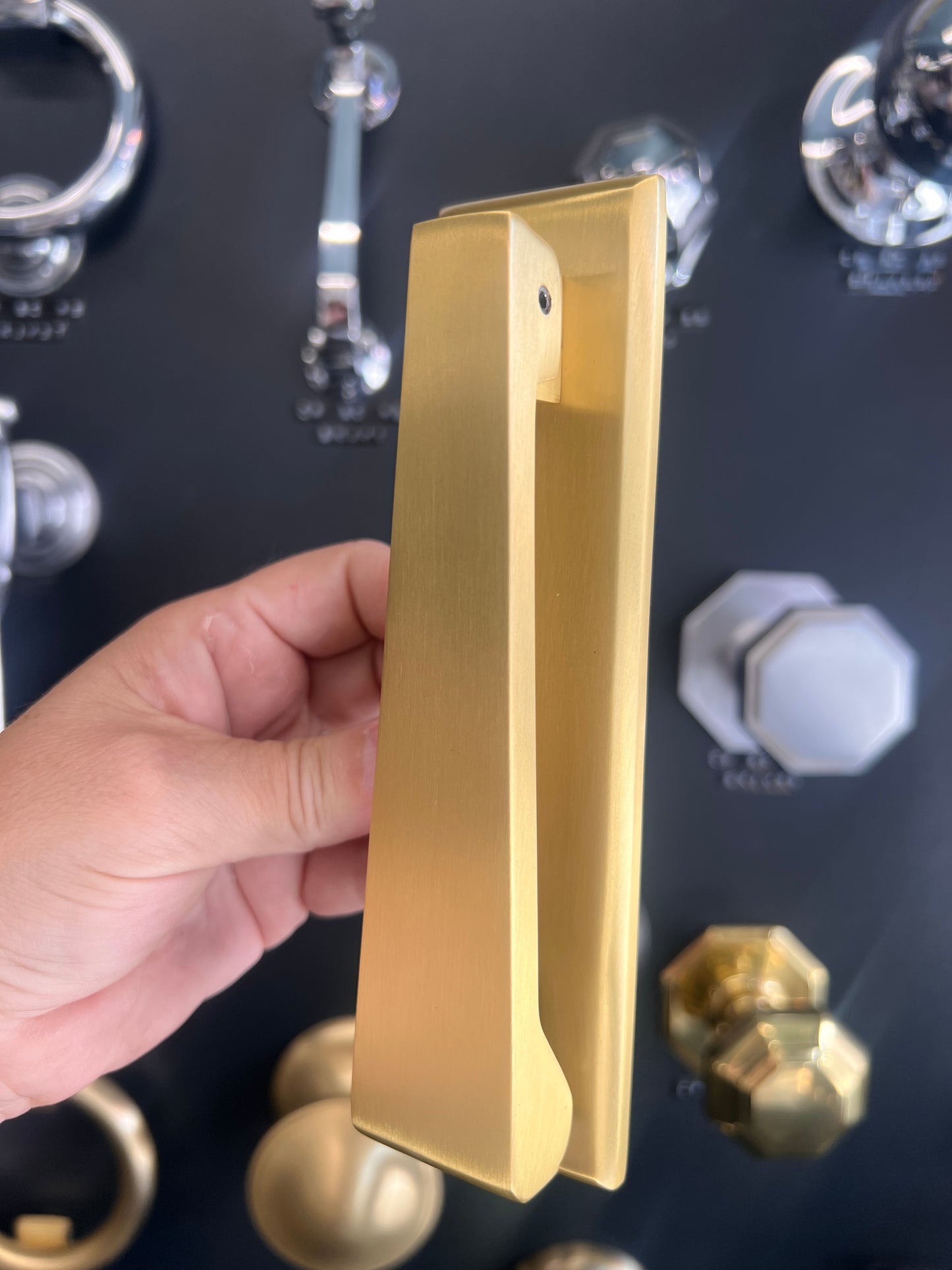 Slimline satin brass door knocker