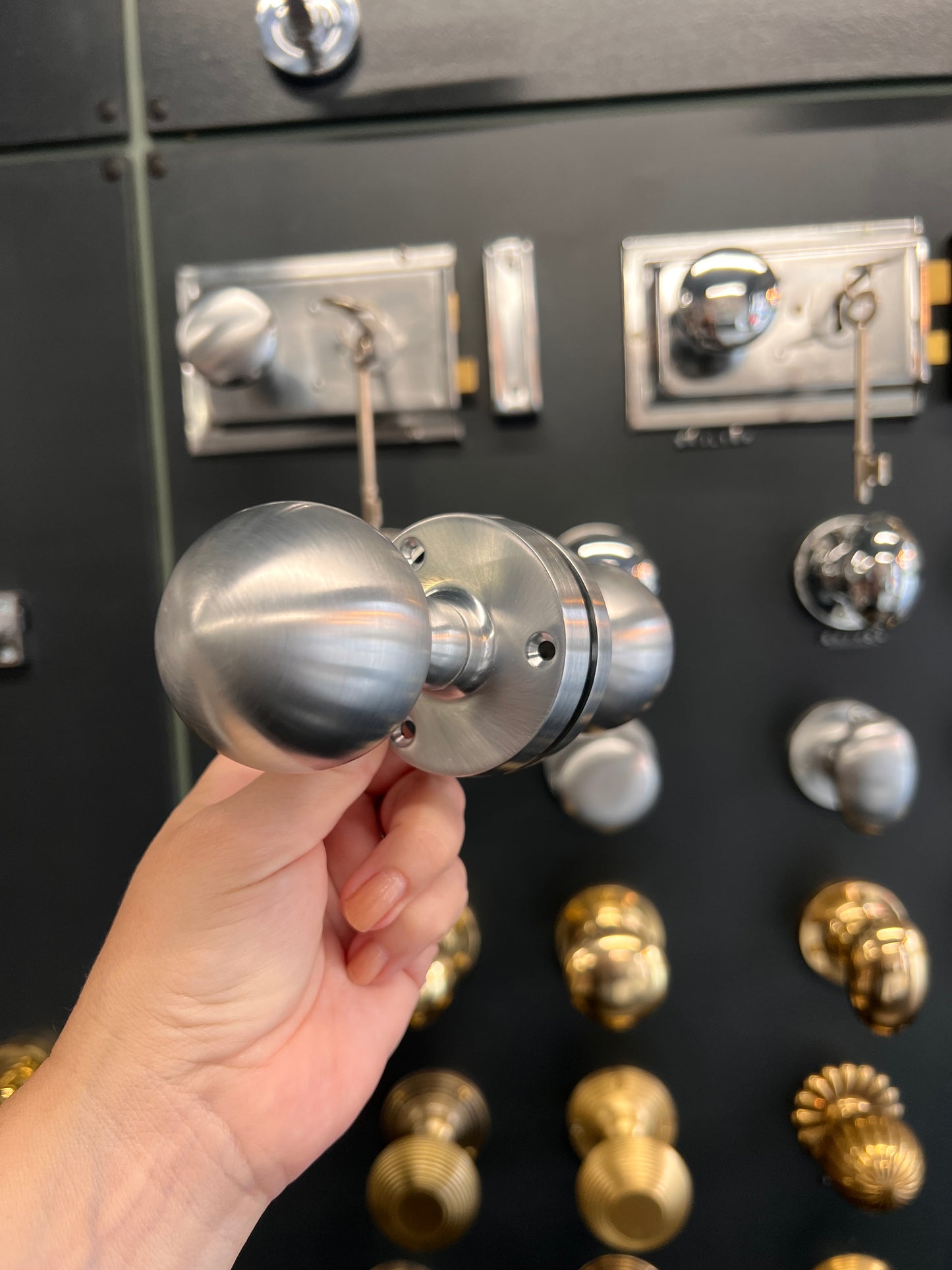 Satin chrome Ball Mortice Knobs