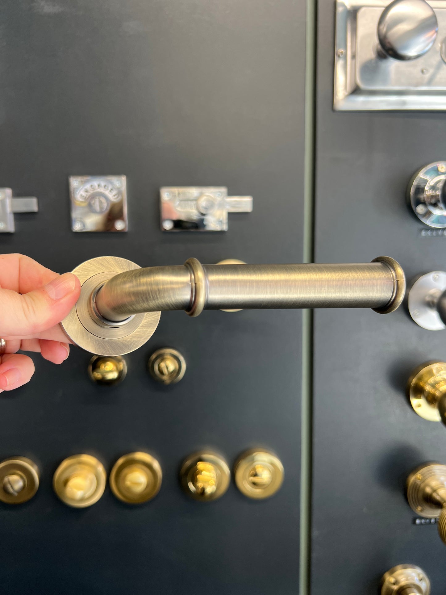 Classic Antique Brass Lever on rose handles