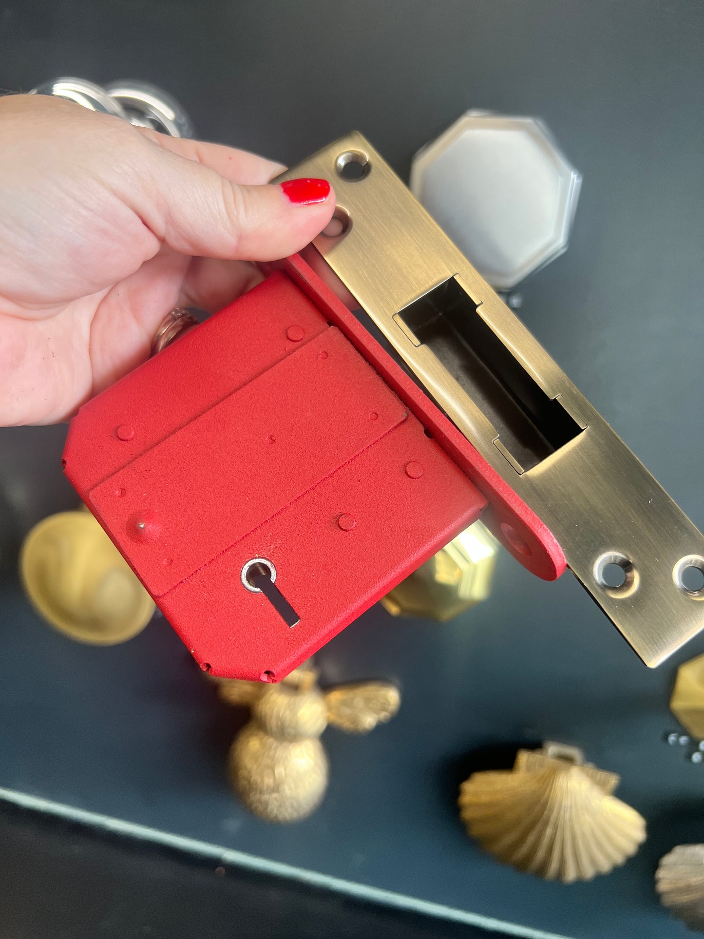 Satin brass 5-lever British Standard deadlock