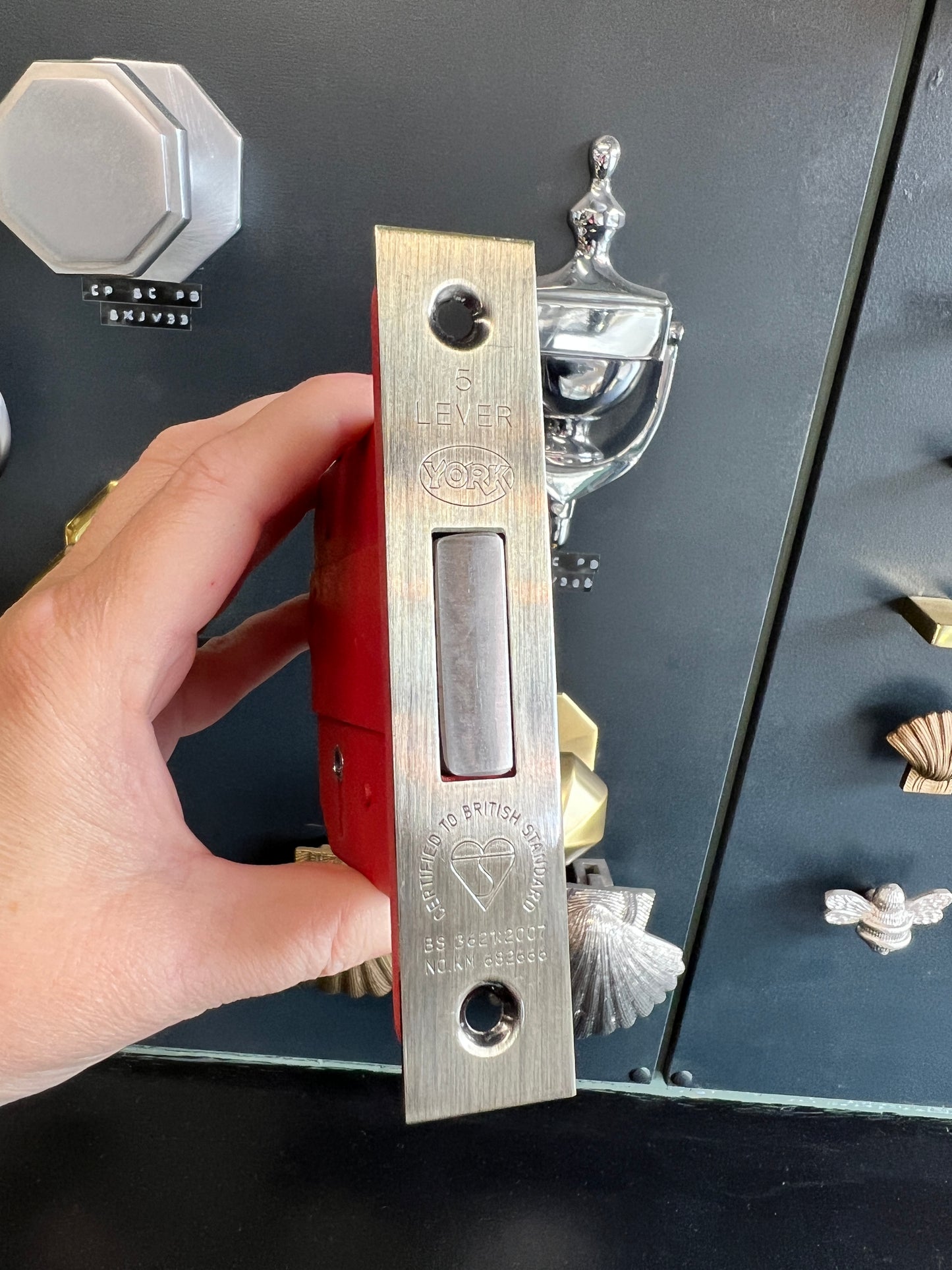 Satin brass 5-lever British Standard deadlock
