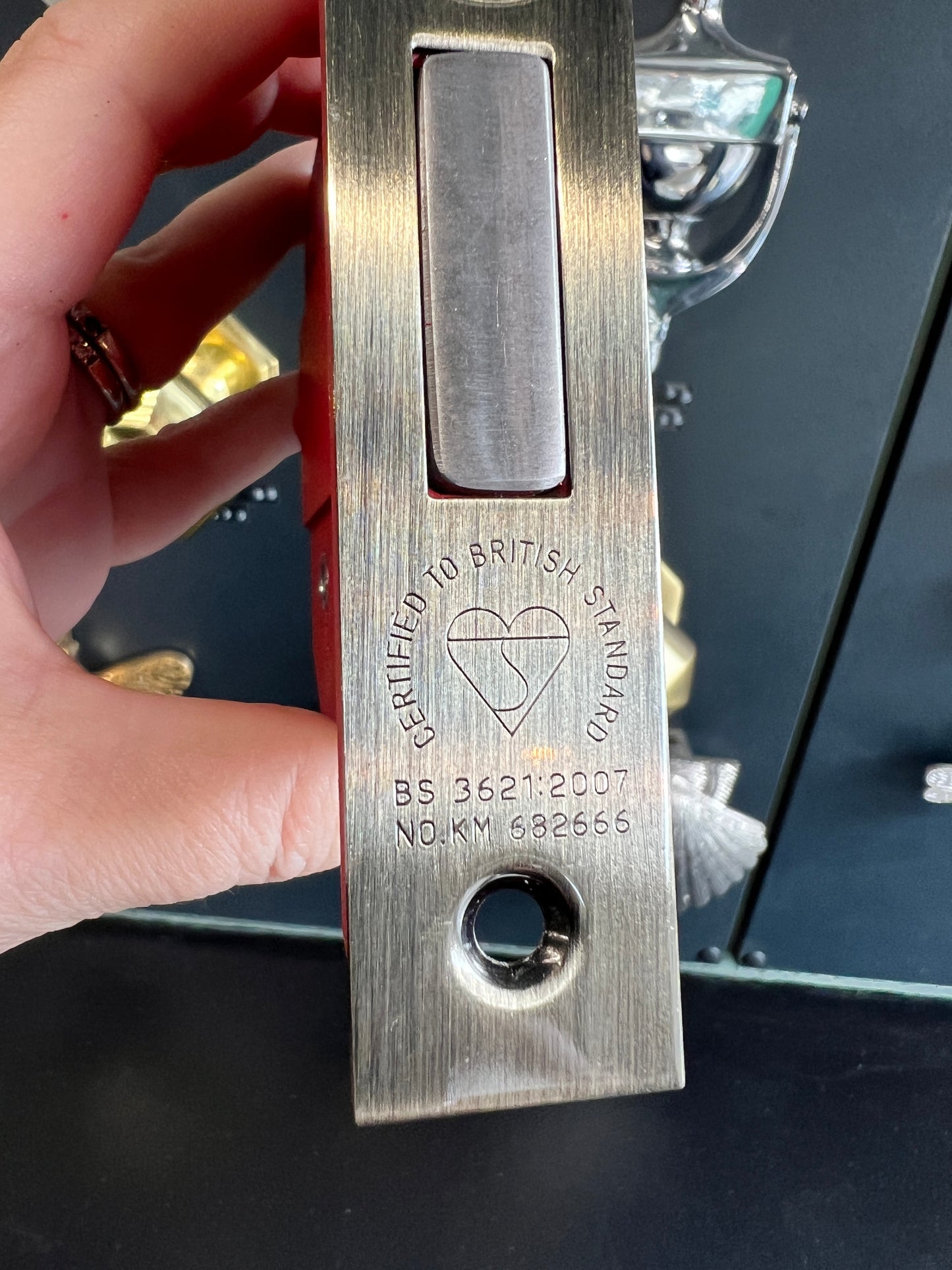 Satin brass 5-lever British Standard deadlock