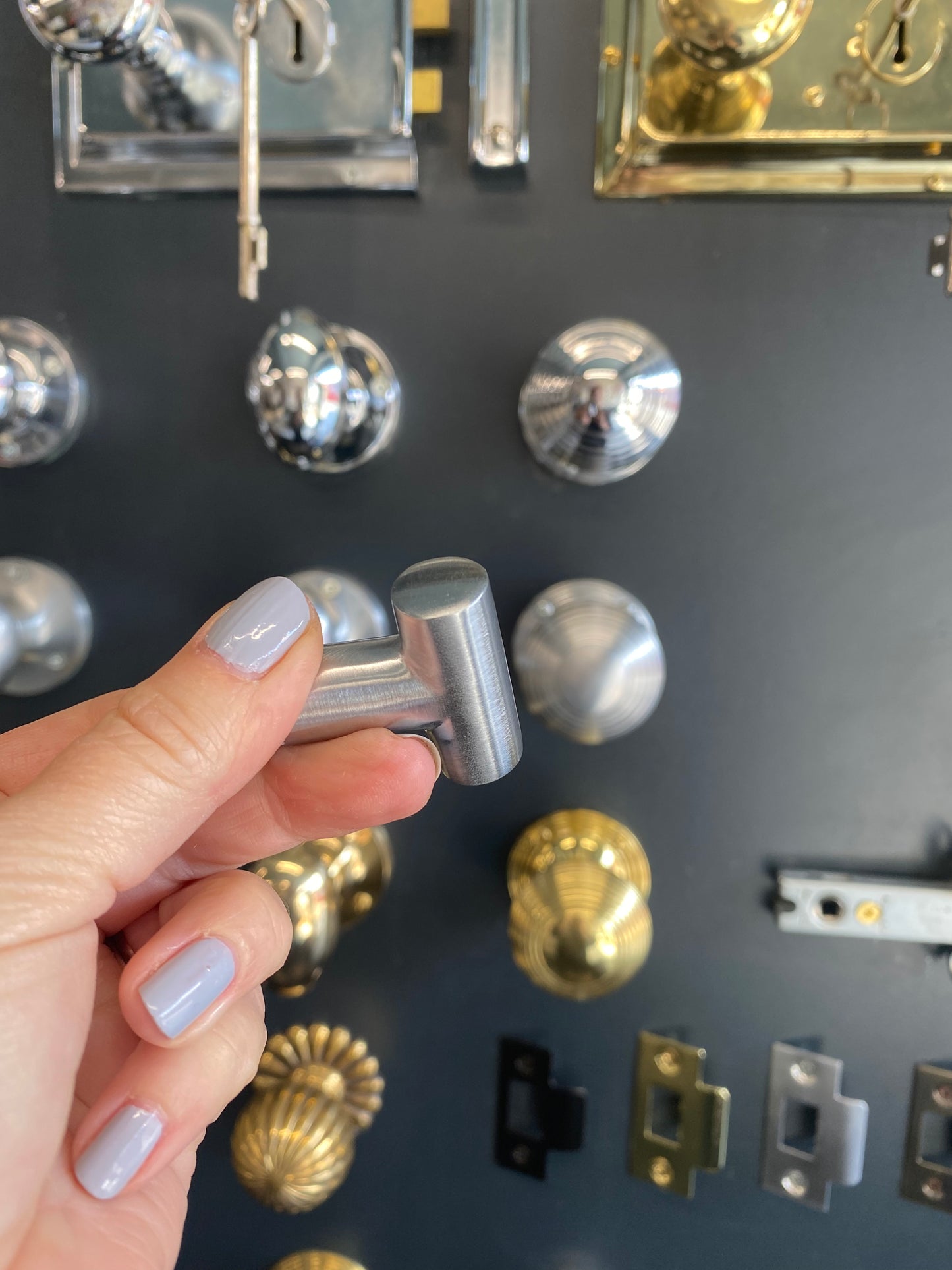 Satin chrome cabinet pull