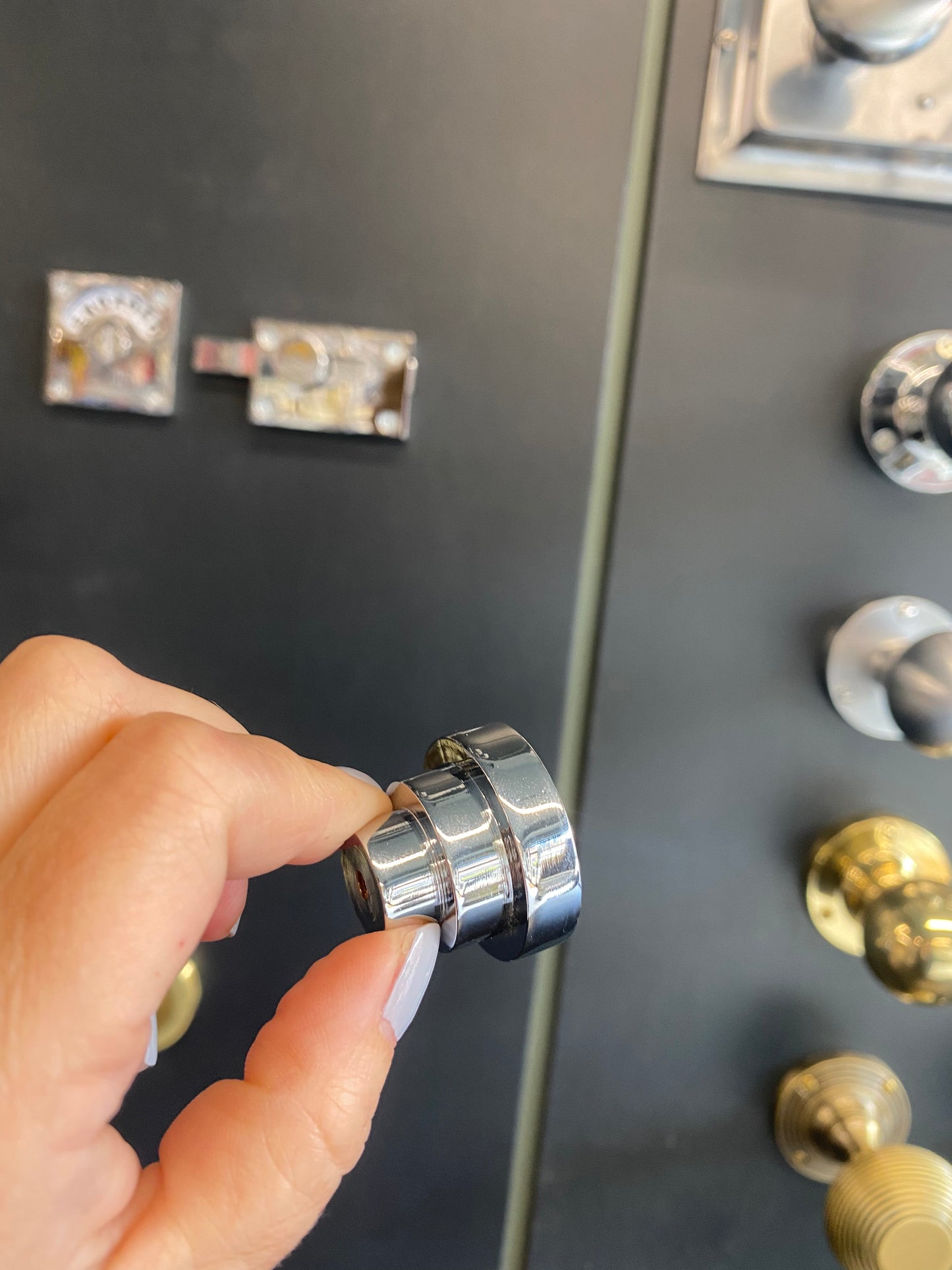 Polished chrome stepped knob