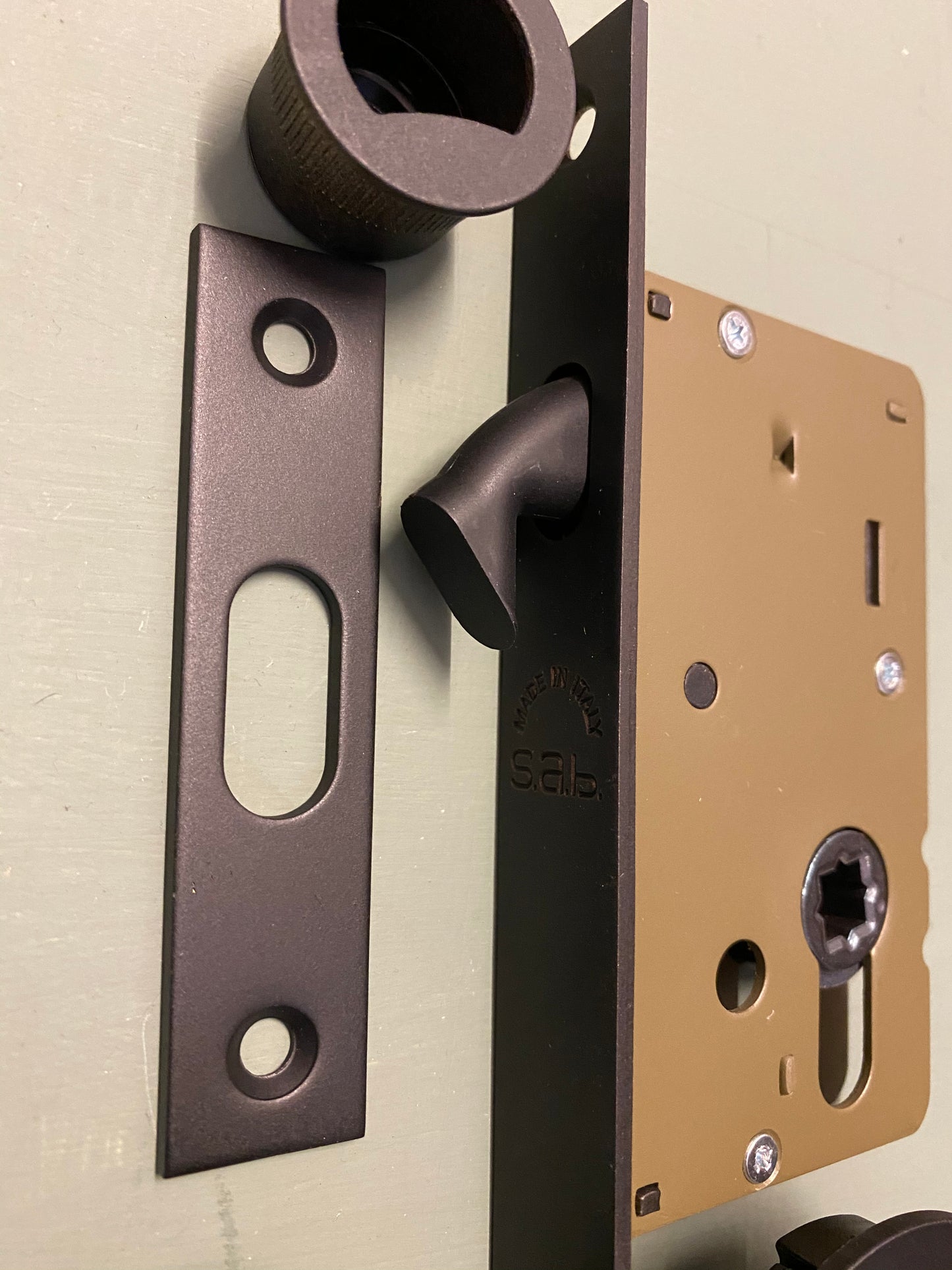 Matt Black Sliding Lock with Round Privacy Turns