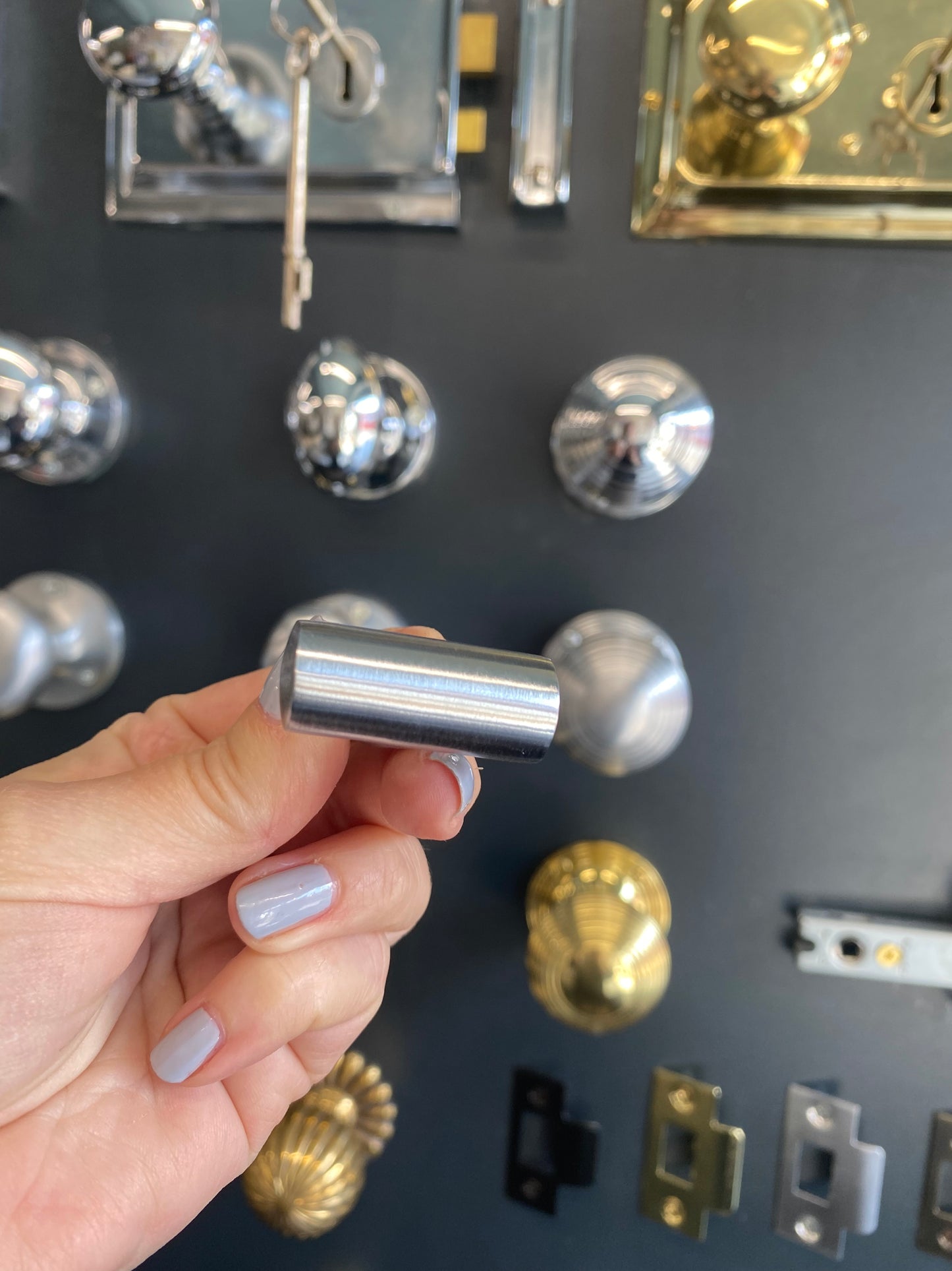 Satin chrome cabinet pull