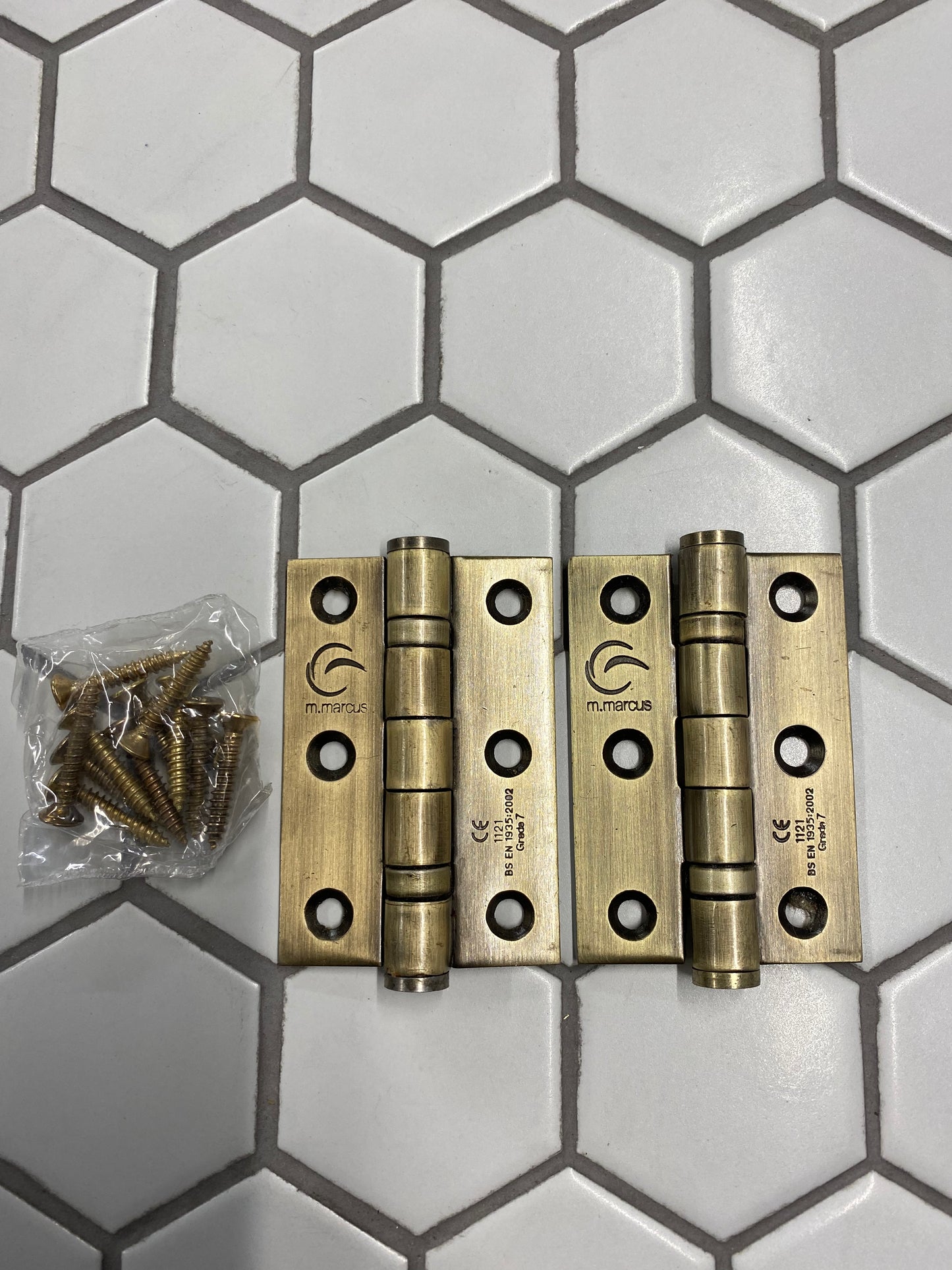 Antique brass hinges 3x2”