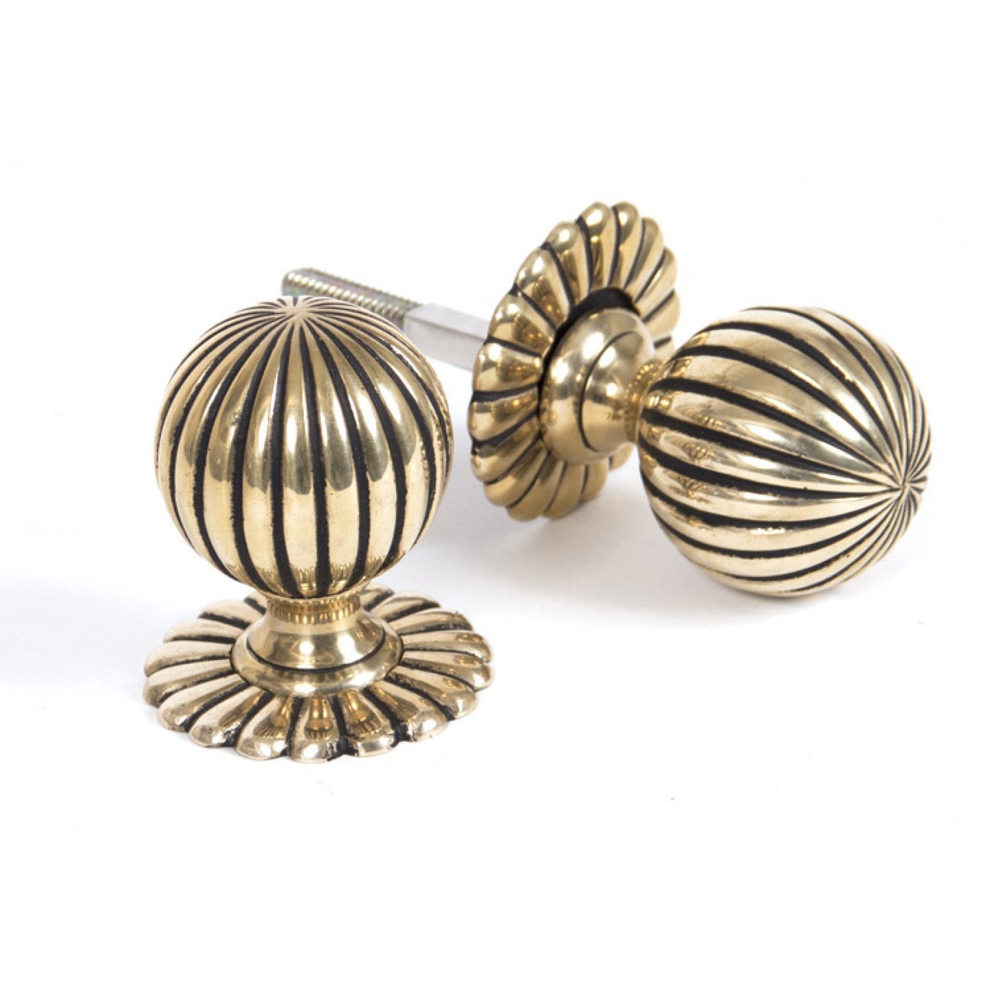 Aged brass flower mortice knob