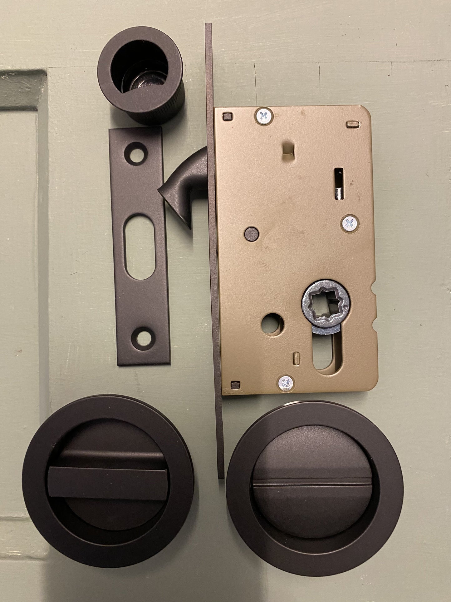 Matt Black Sliding Lock with Round Privacy Turns