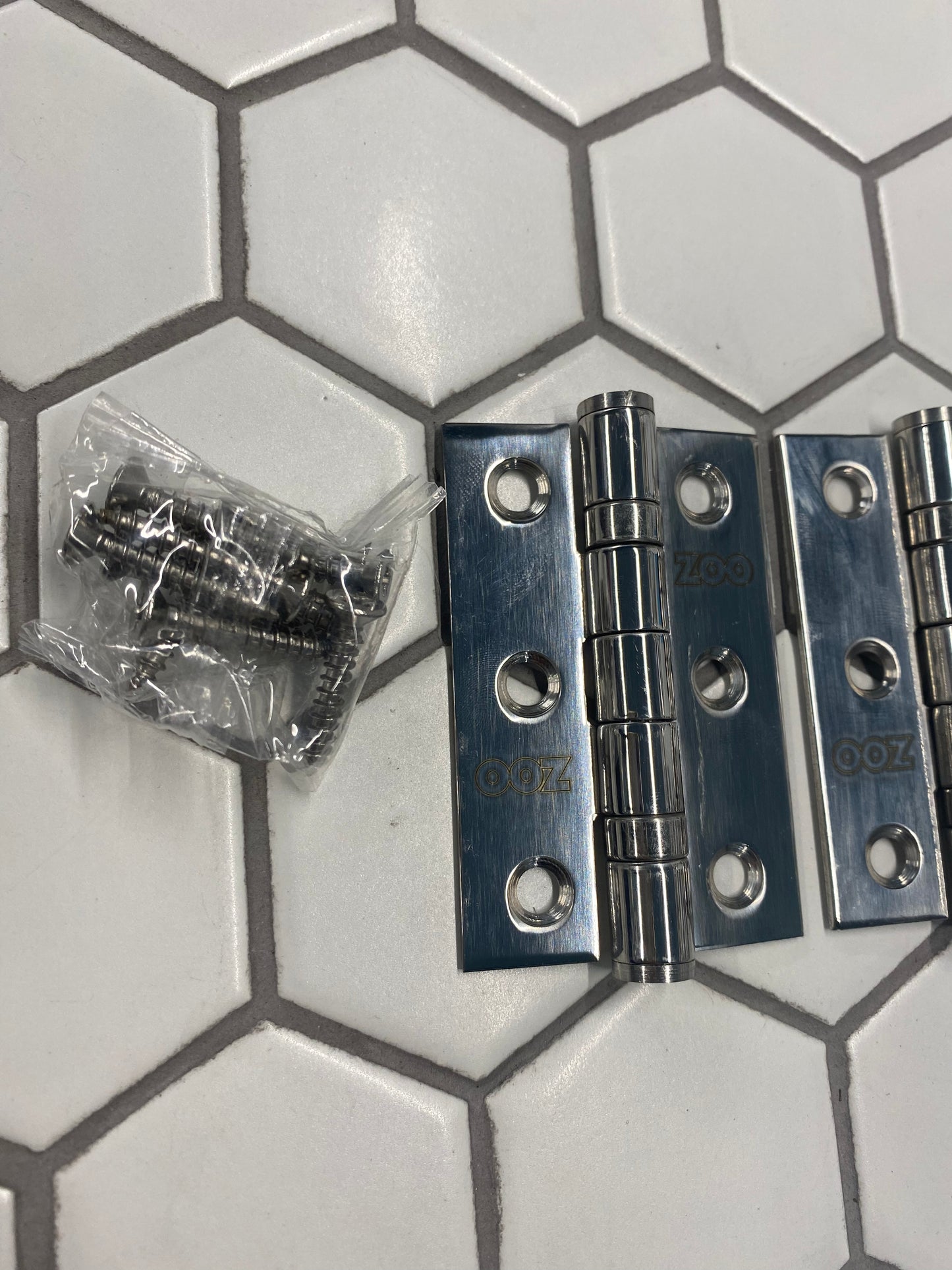 Polished chrome 76mm hinges (pair)
