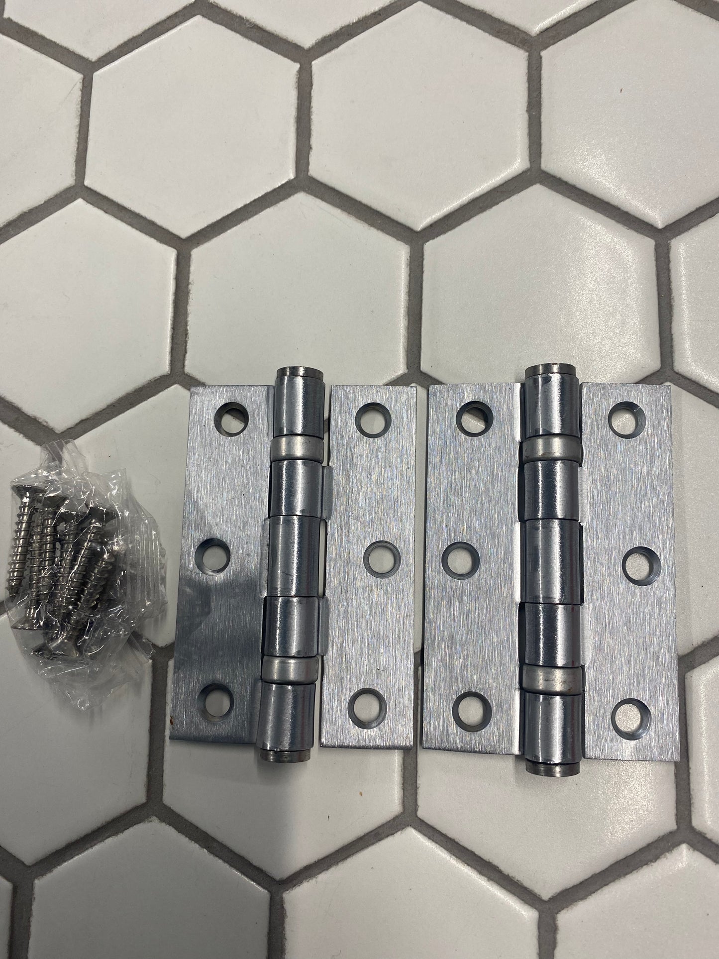 Satin Chrome 76mm hinges (pair)