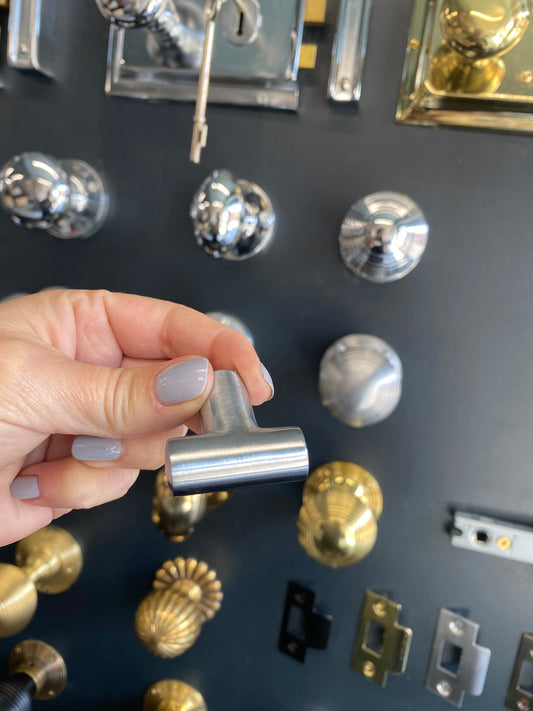 Satin chrome cabinet pull