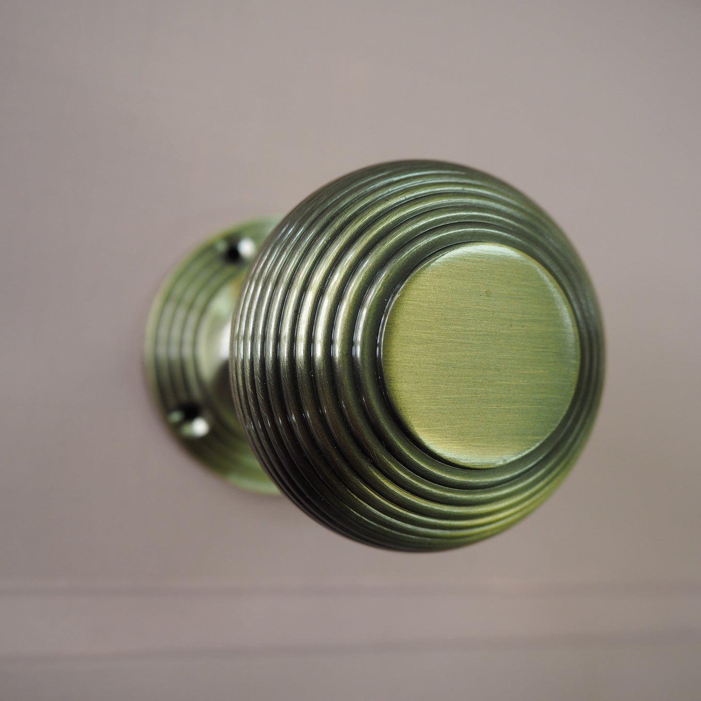 Antique brass Reeded mortice knob (pair)
