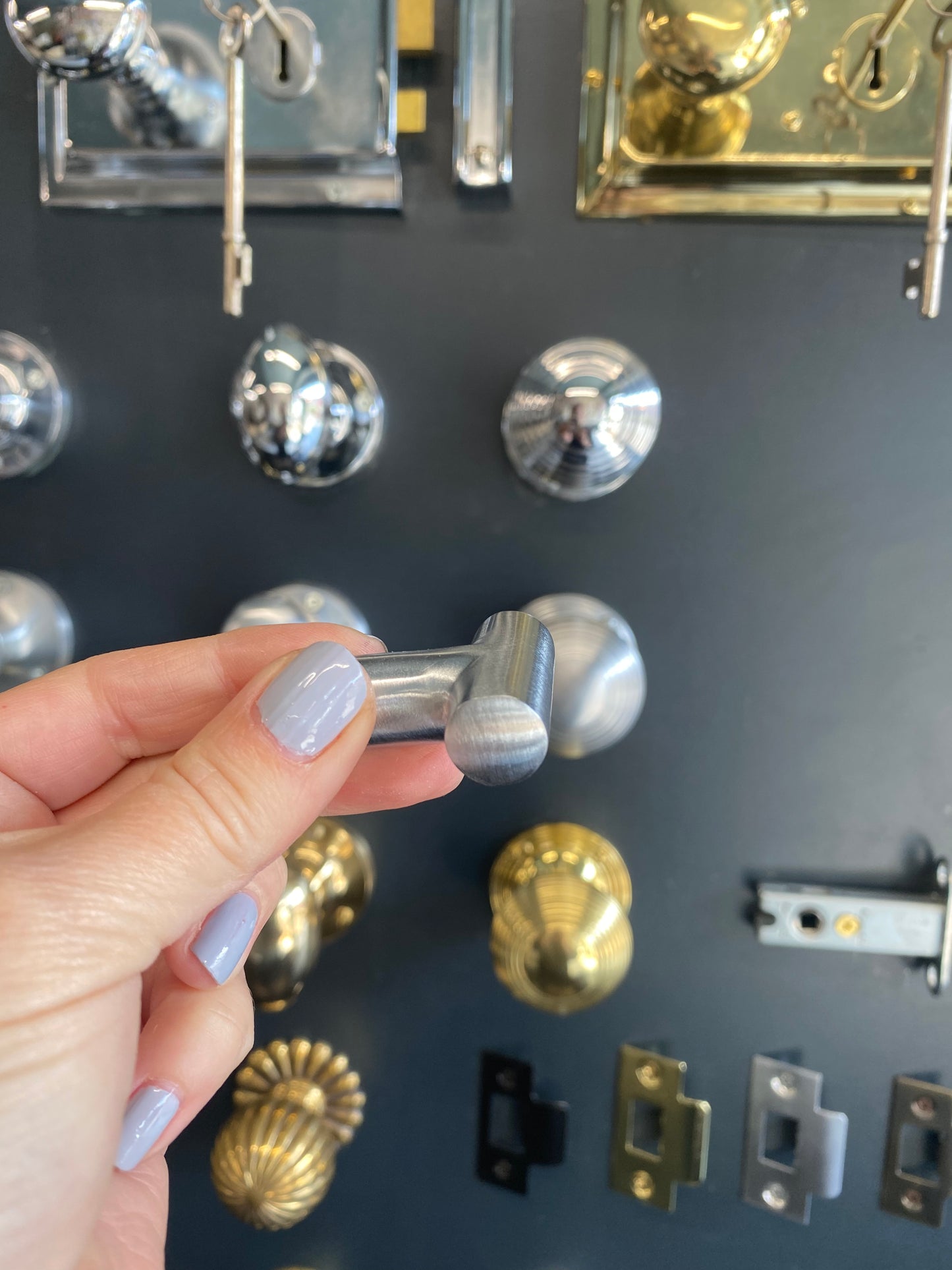 Satin chrome cabinet pull