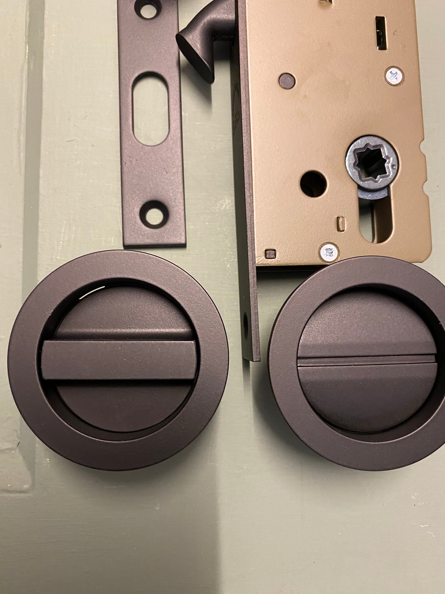 Matt Black Sliding Lock with Round Privacy Turns